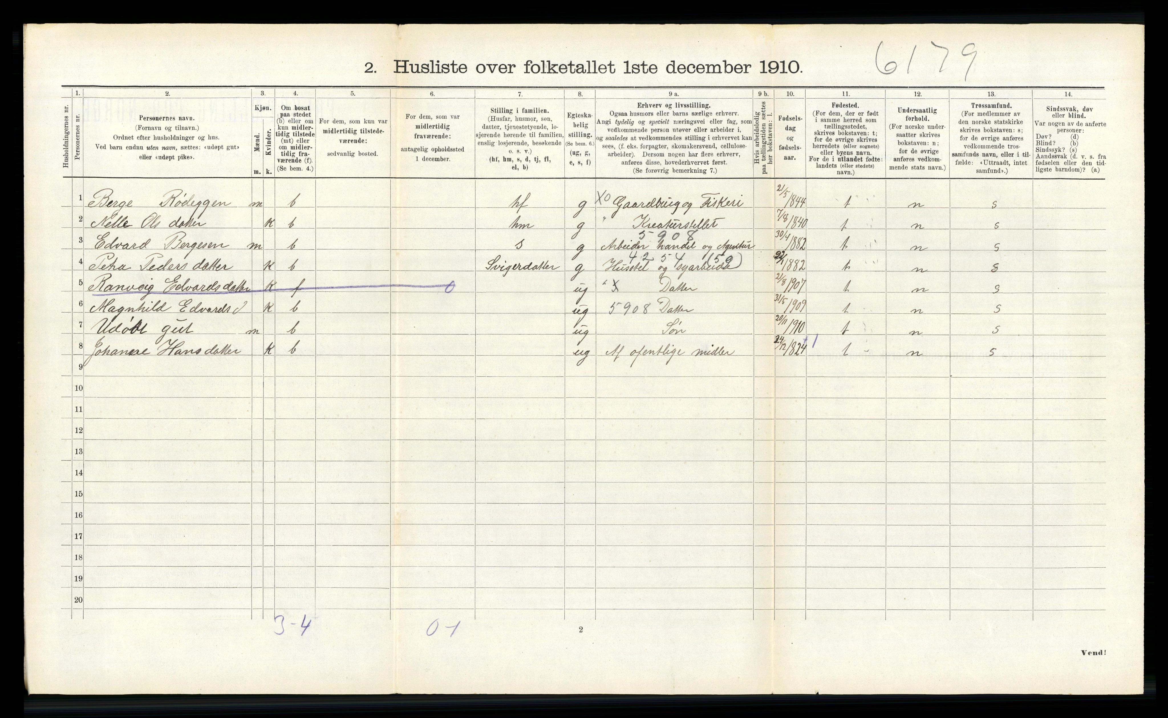 RA, 1910 census for Davik, 1910, p. 971