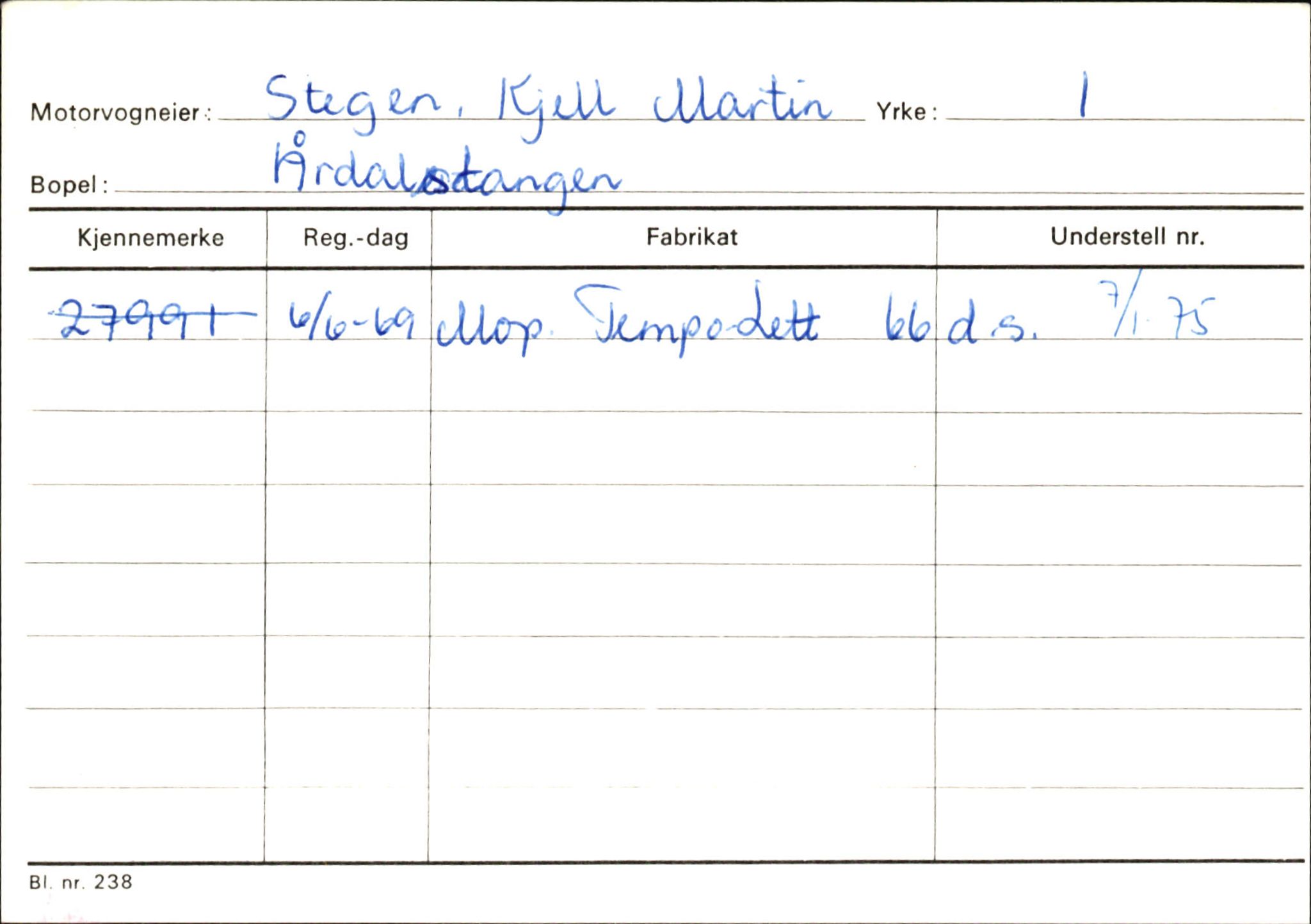 Statens vegvesen, Sogn og Fjordane vegkontor, SAB/A-5301/4/F/L0146: Registerkort Årdal R-Å samt diverse kort, 1945-1975, p. 568