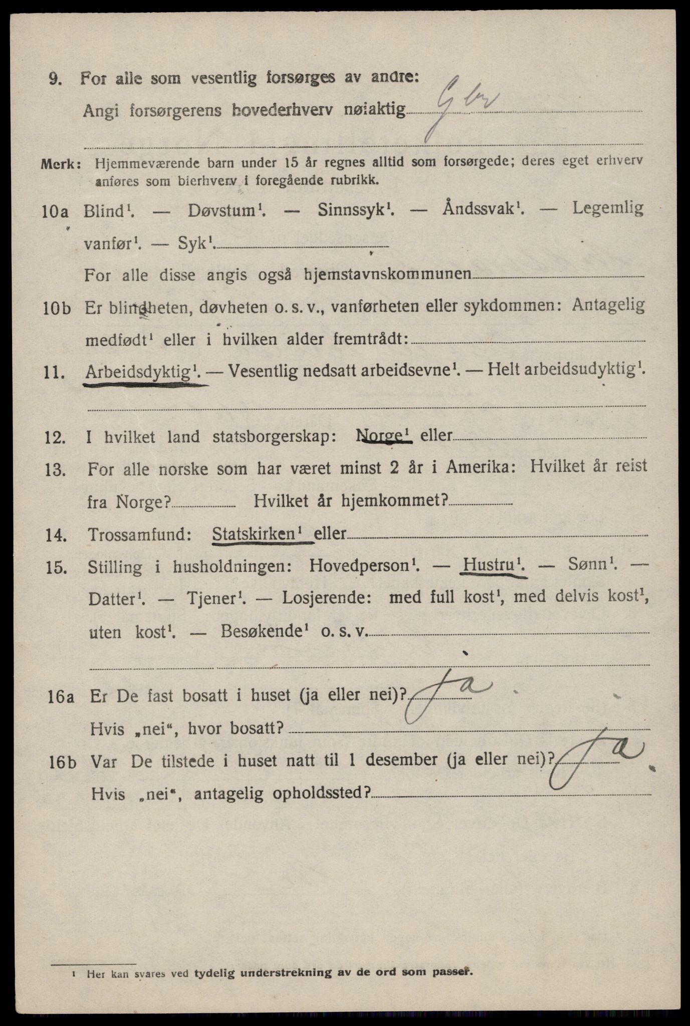 SAST, 1920 census for Nedstrand, 1920, p. 2916