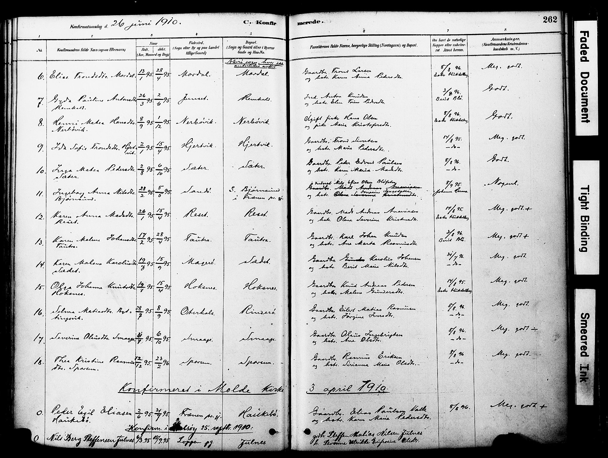 Ministerialprotokoller, klokkerbøker og fødselsregistre - Møre og Romsdal, SAT/A-1454/560/L0721: Parish register (official) no. 560A05, 1878-1917, p. 262