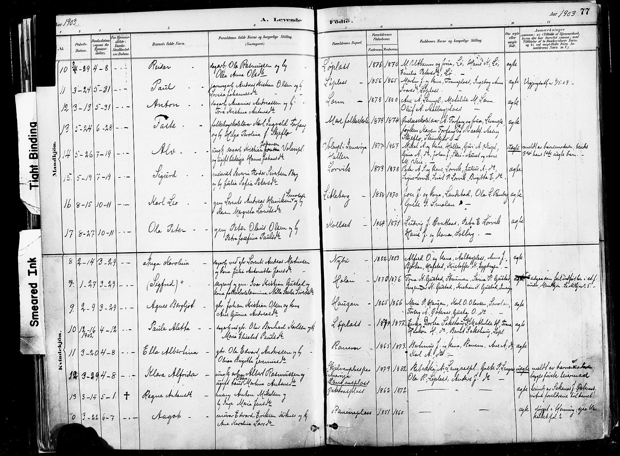 Ministerialprotokoller, klokkerbøker og fødselsregistre - Nord-Trøndelag, AV/SAT-A-1458/735/L0351: Parish register (official) no. 735A10, 1884-1908, p. 77