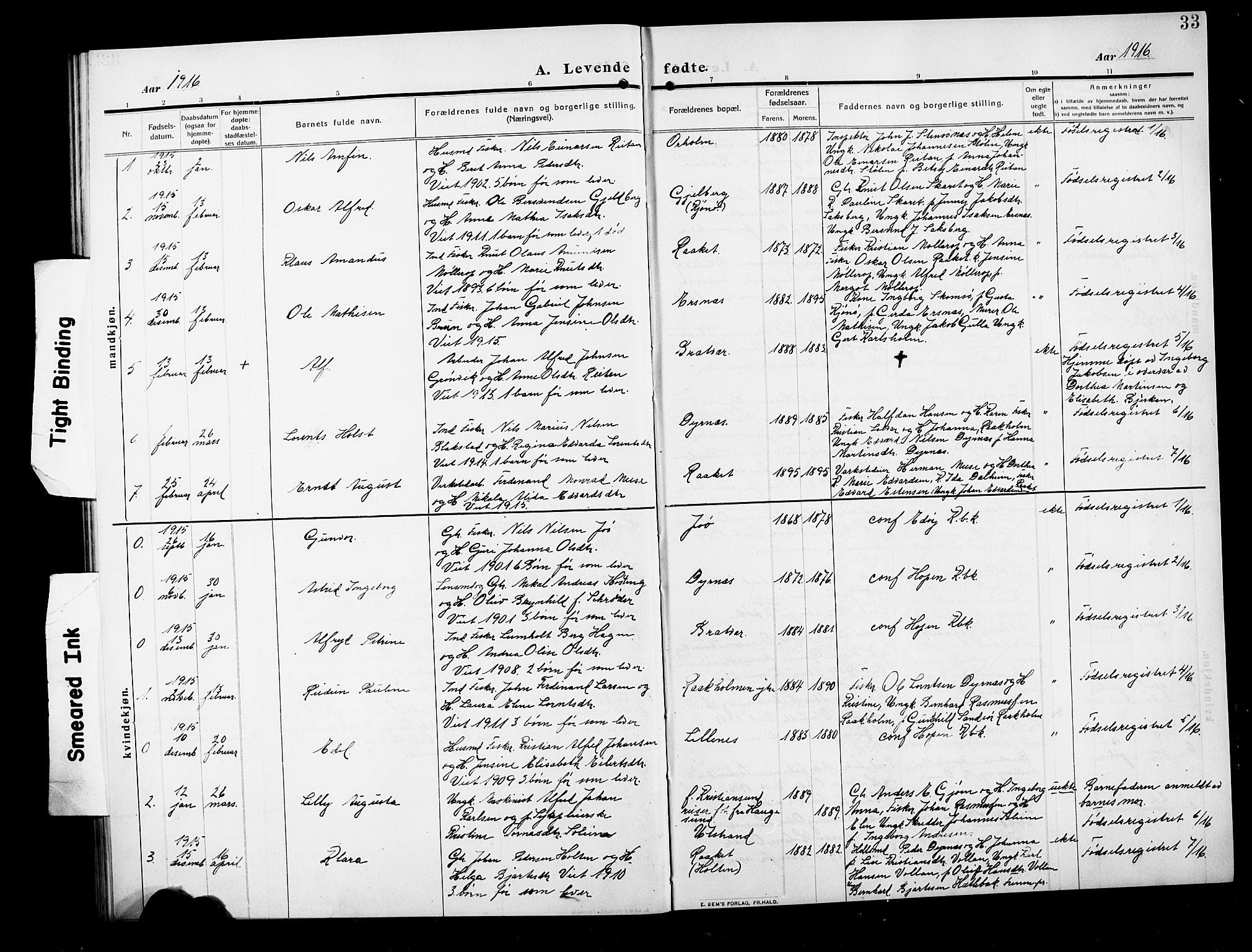 Ministerialprotokoller, klokkerbøker og fødselsregistre - Møre og Romsdal, AV/SAT-A-1454/582/L0949: Parish register (copy) no. 582C01, 1909-1925, p. 33