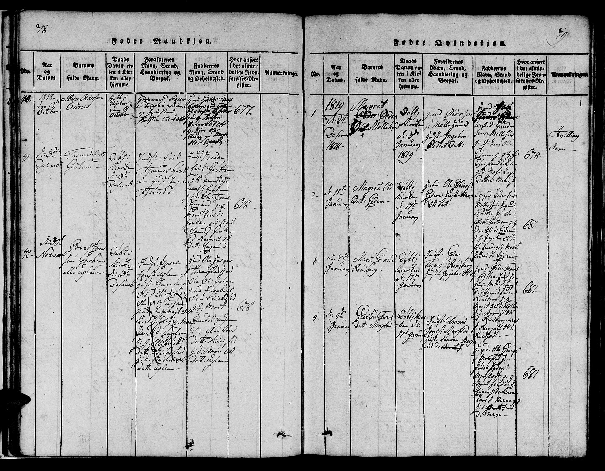 Ministerialprotokoller, klokkerbøker og fødselsregistre - Sør-Trøndelag, AV/SAT-A-1456/695/L1152: Parish register (copy) no. 695C03, 1816-1831, p. 78-79