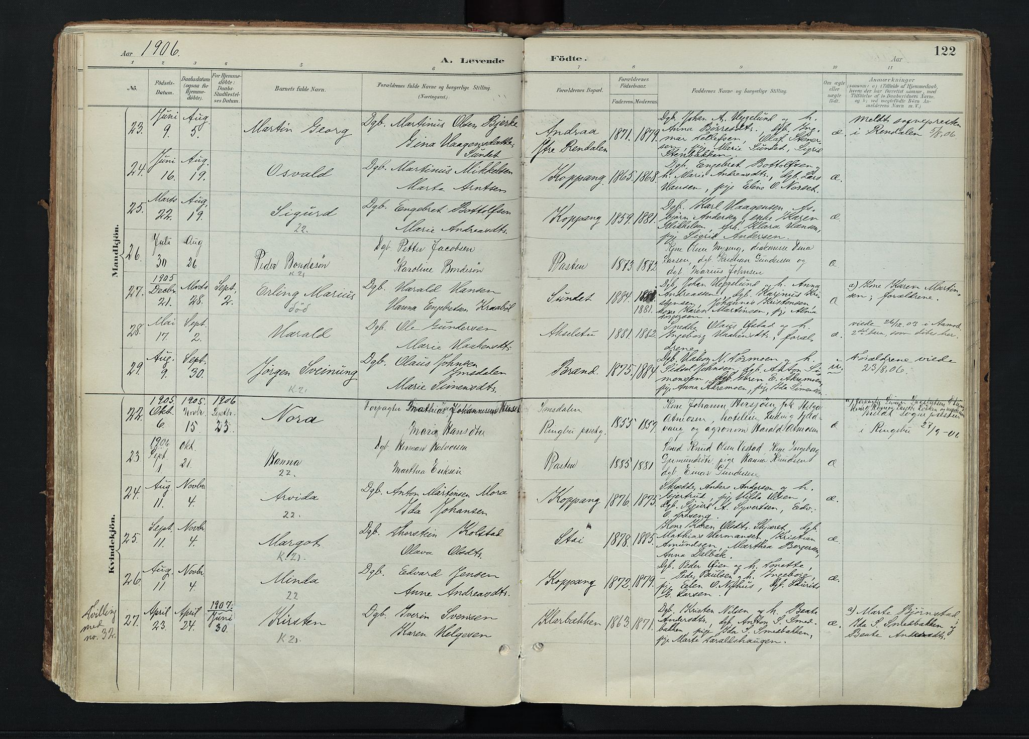 Stor-Elvdal prestekontor, AV/SAH-PREST-052/H/Ha/Haa/L0004: Parish register (official) no. 4, 1890-1922, p. 122