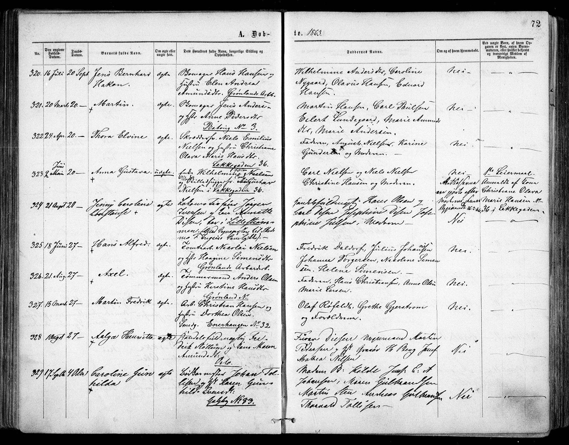 Grønland prestekontor Kirkebøker, SAO/A-10848/F/Fa/L0002: Parish register (official) no. 2, 1862-1868, p. 72