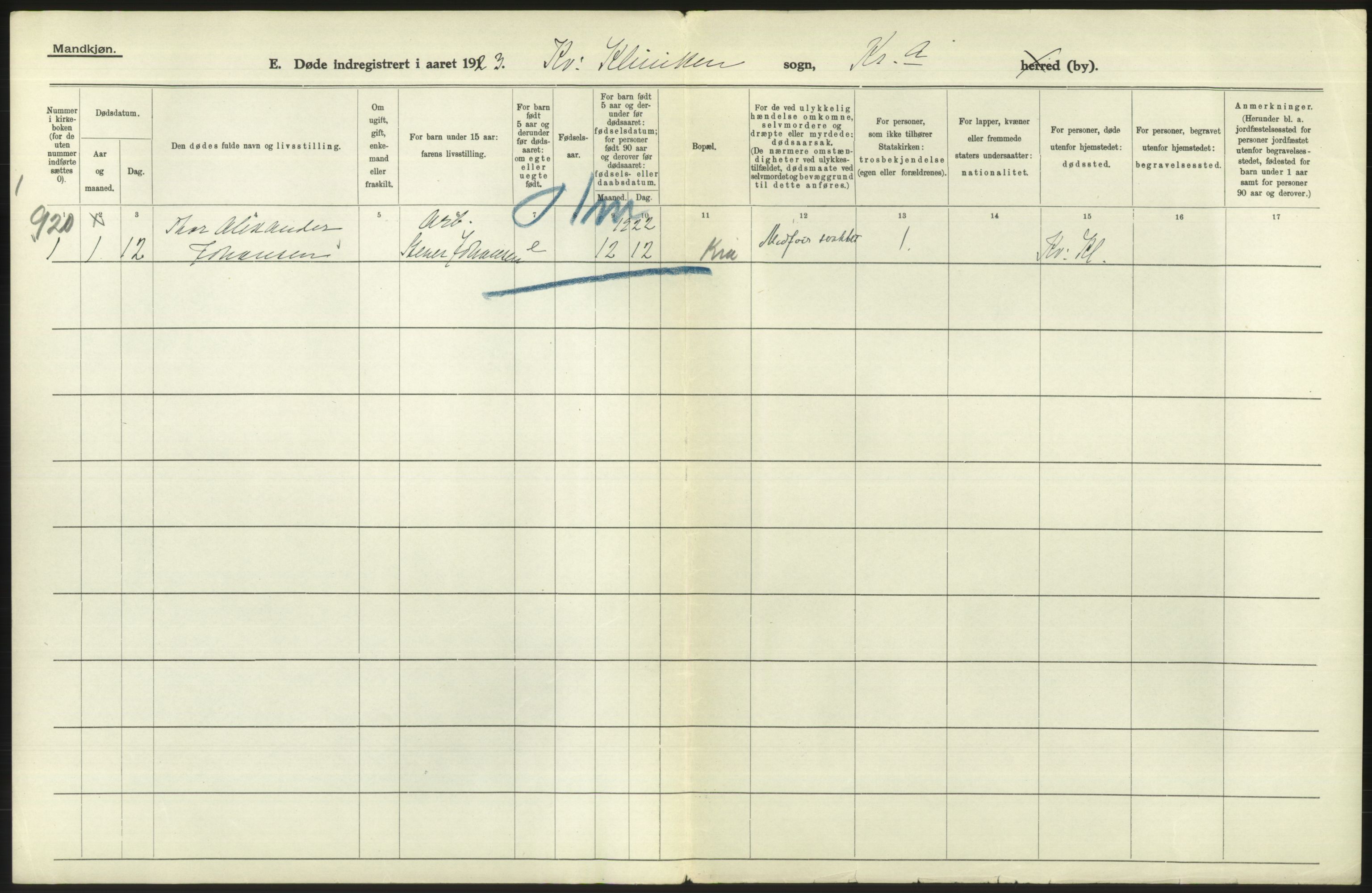 Statistisk sentralbyrå, Sosiodemografiske emner, Befolkning, AV/RA-S-2228/D/Df/Dfc/Dfcc/L0010: Kristiania: Døde, dødfødte, 1923, p. 624