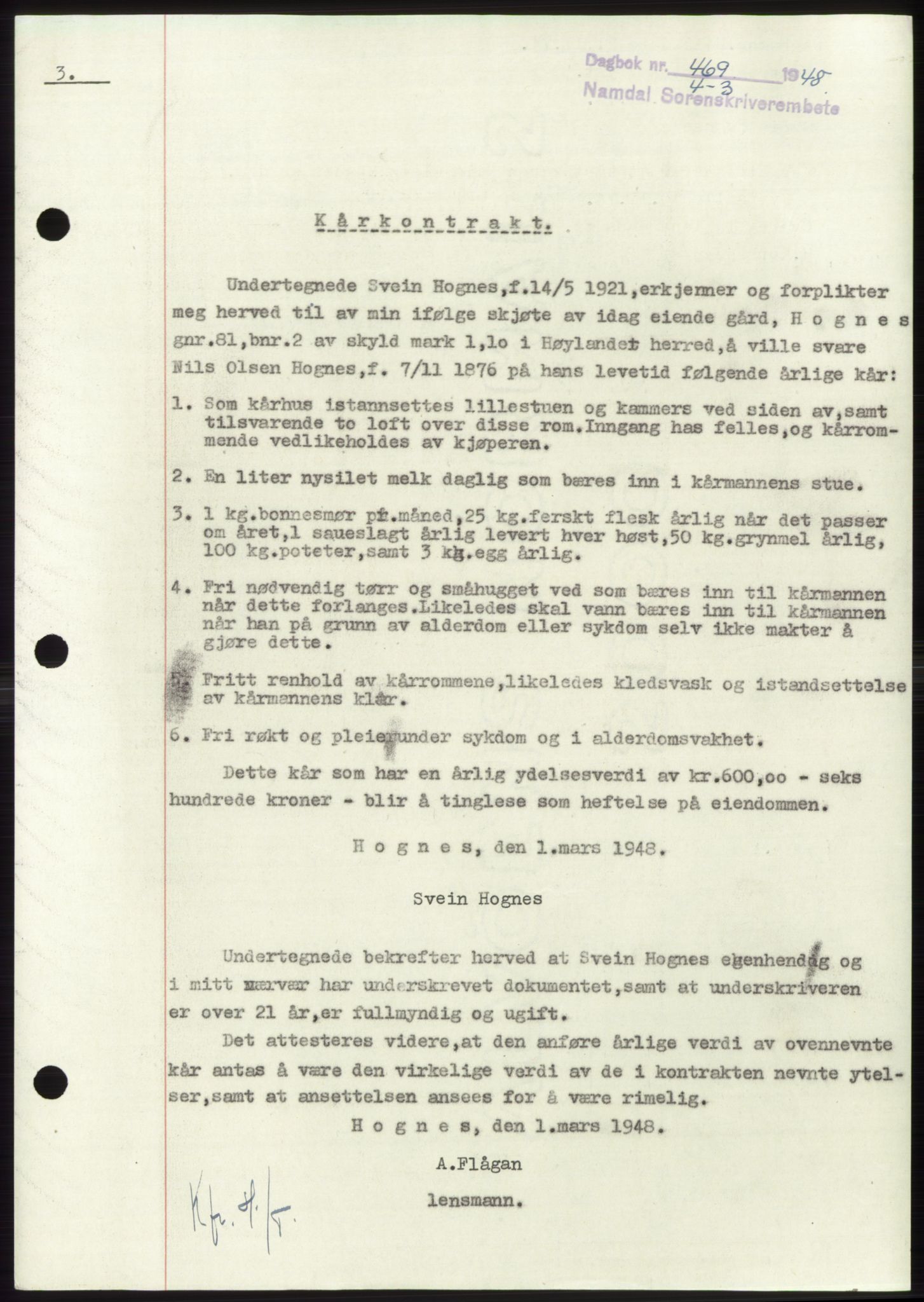 Namdal sorenskriveri, SAT/A-4133/1/2/2C: Mortgage book no. -, 1947-1948, Diary no: : 469/1948