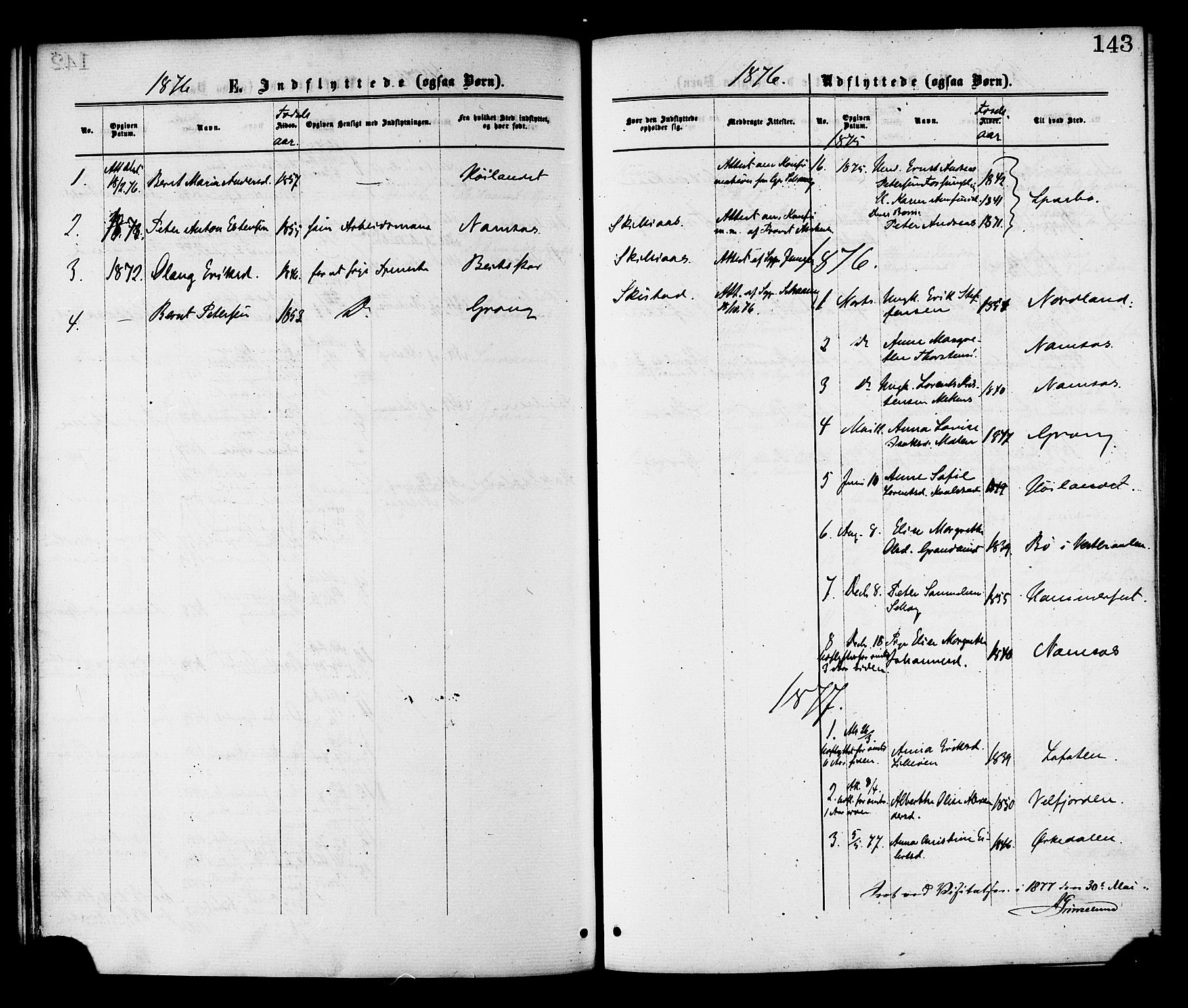 Ministerialprotokoller, klokkerbøker og fødselsregistre - Nord-Trøndelag, SAT/A-1458/764/L0554: Parish register (official) no. 764A09, 1867-1880, p. 143