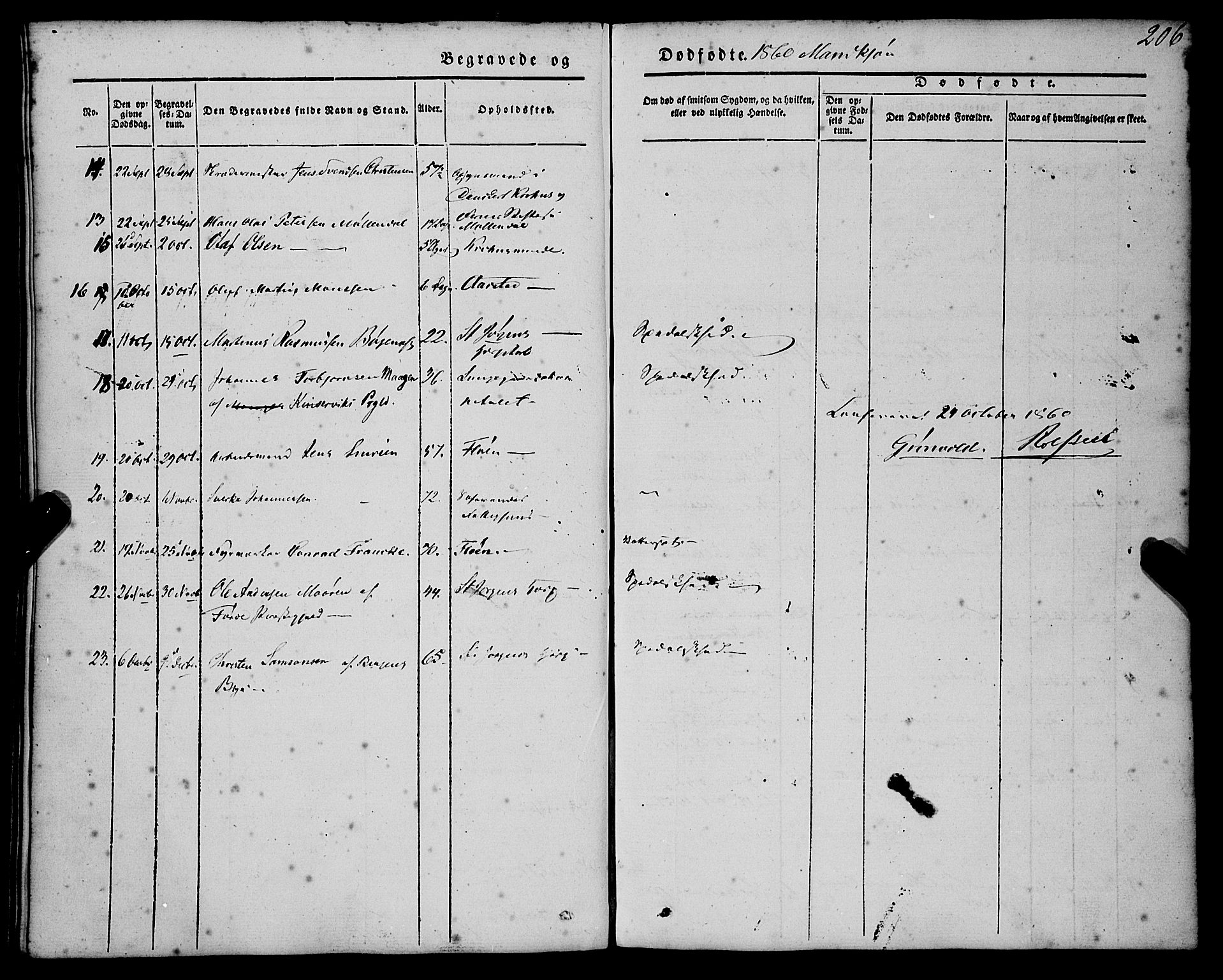 St. Jørgens hospital og Årstad sokneprestembete, AV/SAB-A-99934: Parish register (official) no. A 4, 1844-1863, p. 206