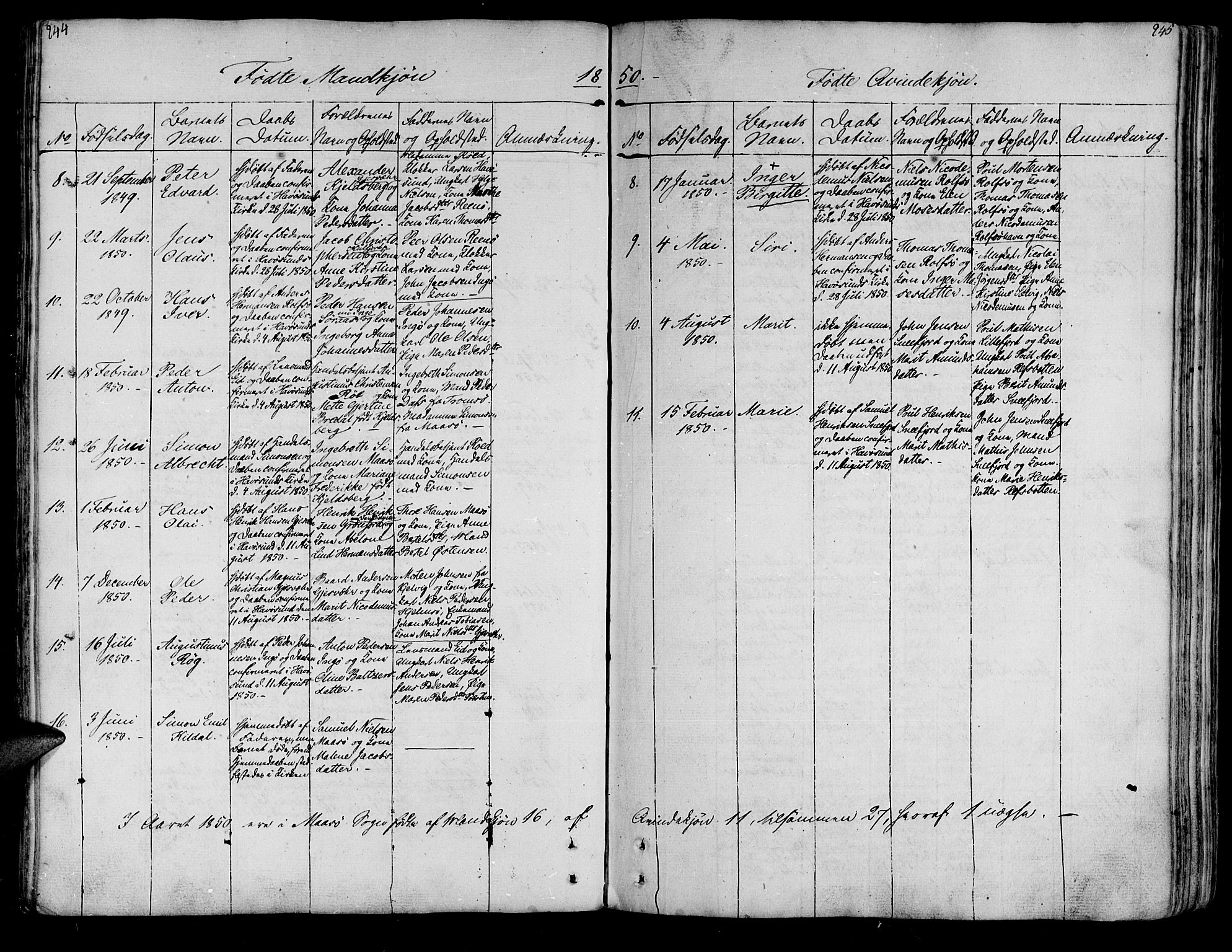 Måsøy sokneprestkontor, AV/SATØ-S-1348/H/Ha/L0001kirke: Parish register (official) no. 1, 1806-1851, p. 244-245