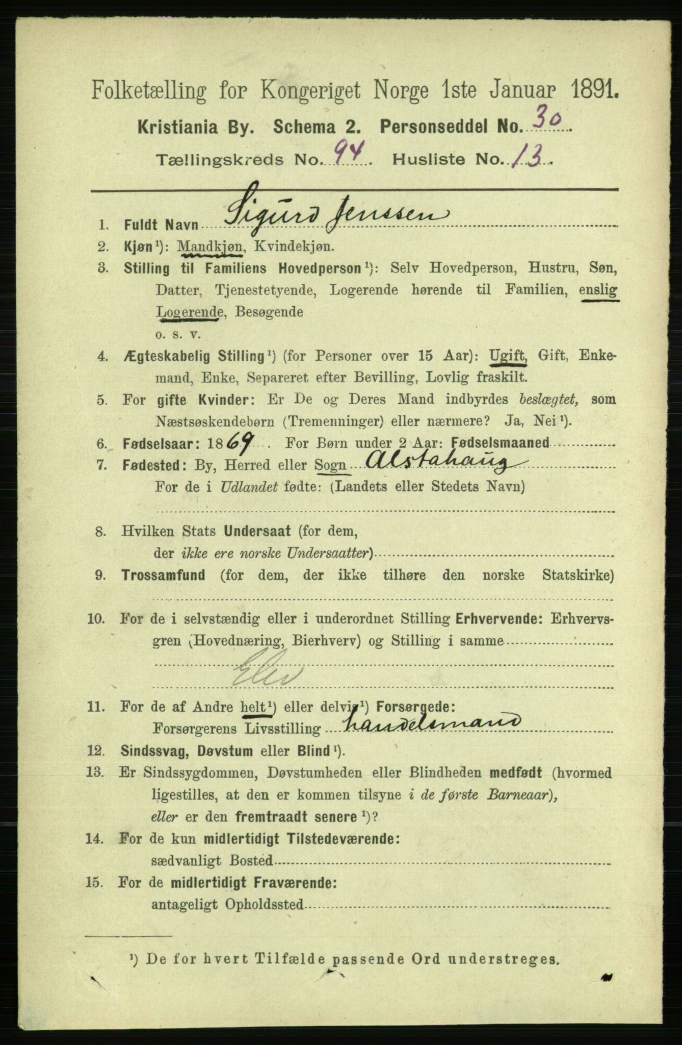 RA, 1891 census for 0301 Kristiania, 1891, p. 46254