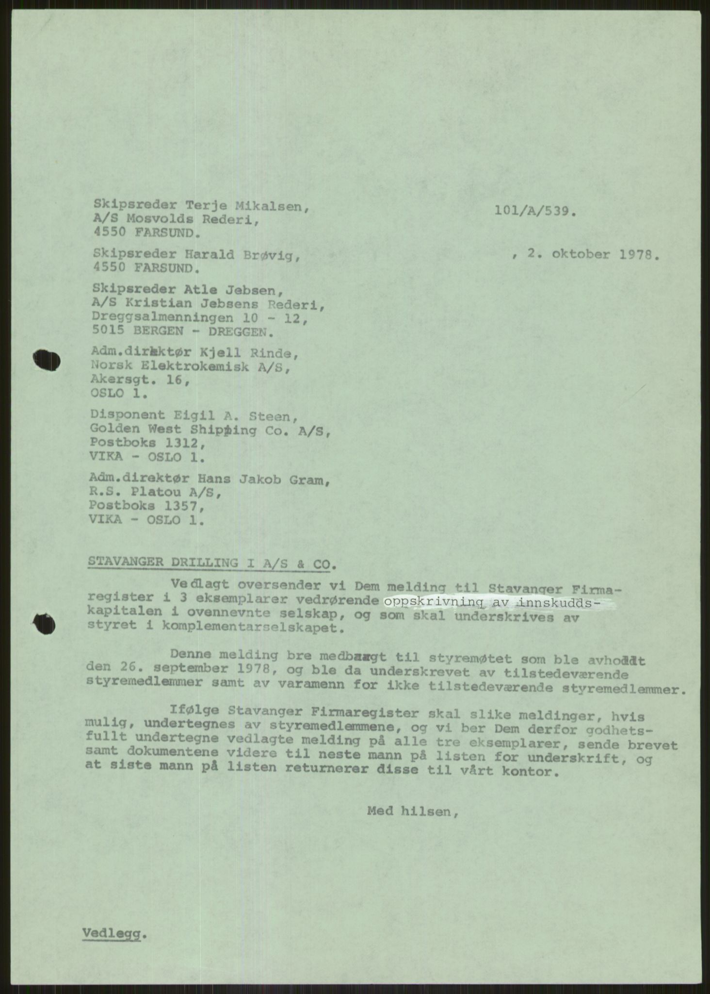 Pa 1503 - Stavanger Drilling AS, AV/SAST-A-101906/D/L0005: Korrespondanse og saksdokumenter, 1974-1985, p. 510