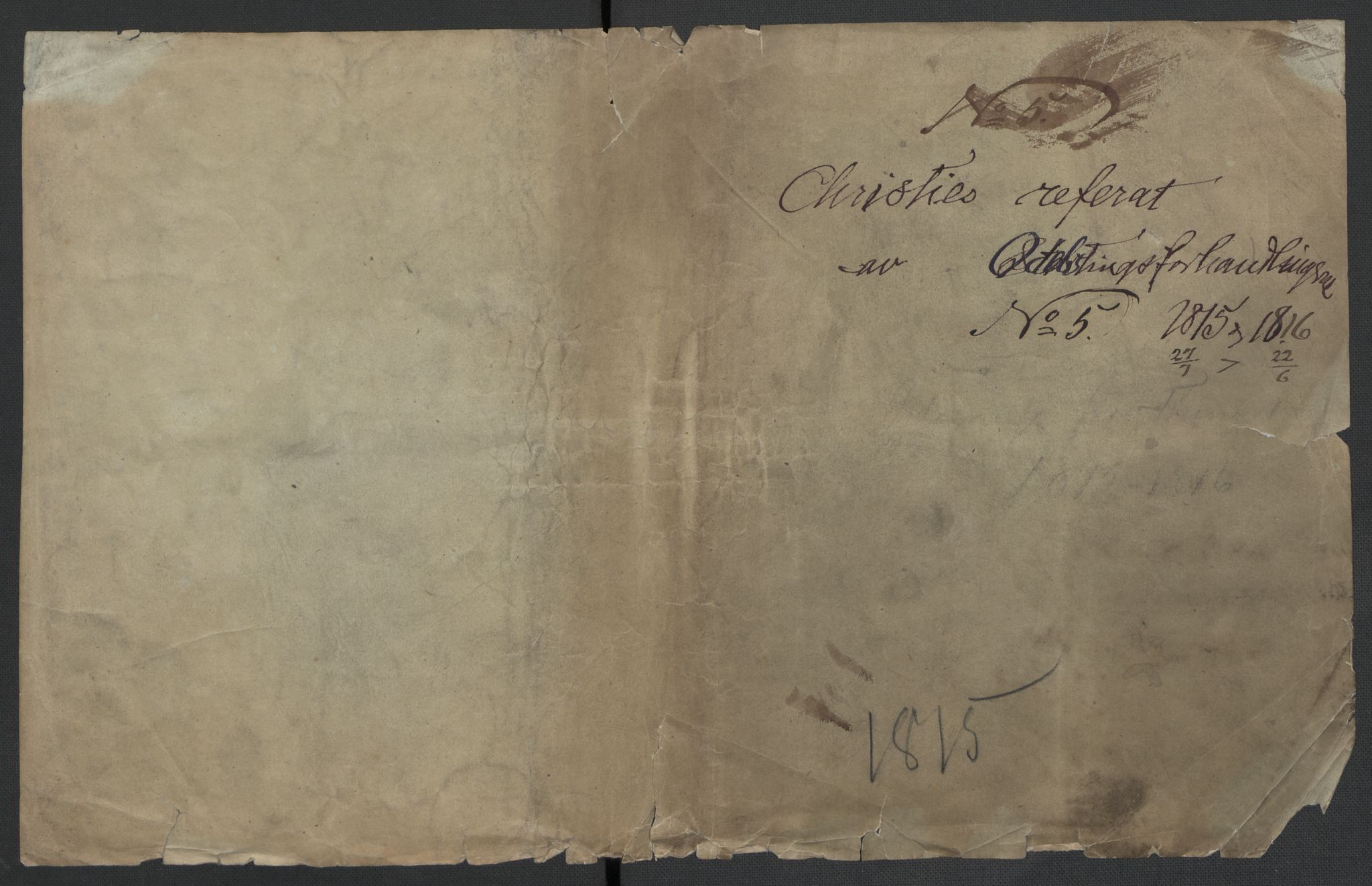 Christie, Wilhelm Frimann Koren, RA/PA-0014/F/L0005: Christies dokumenter fra Stortinget, 1815-1816, p. 739