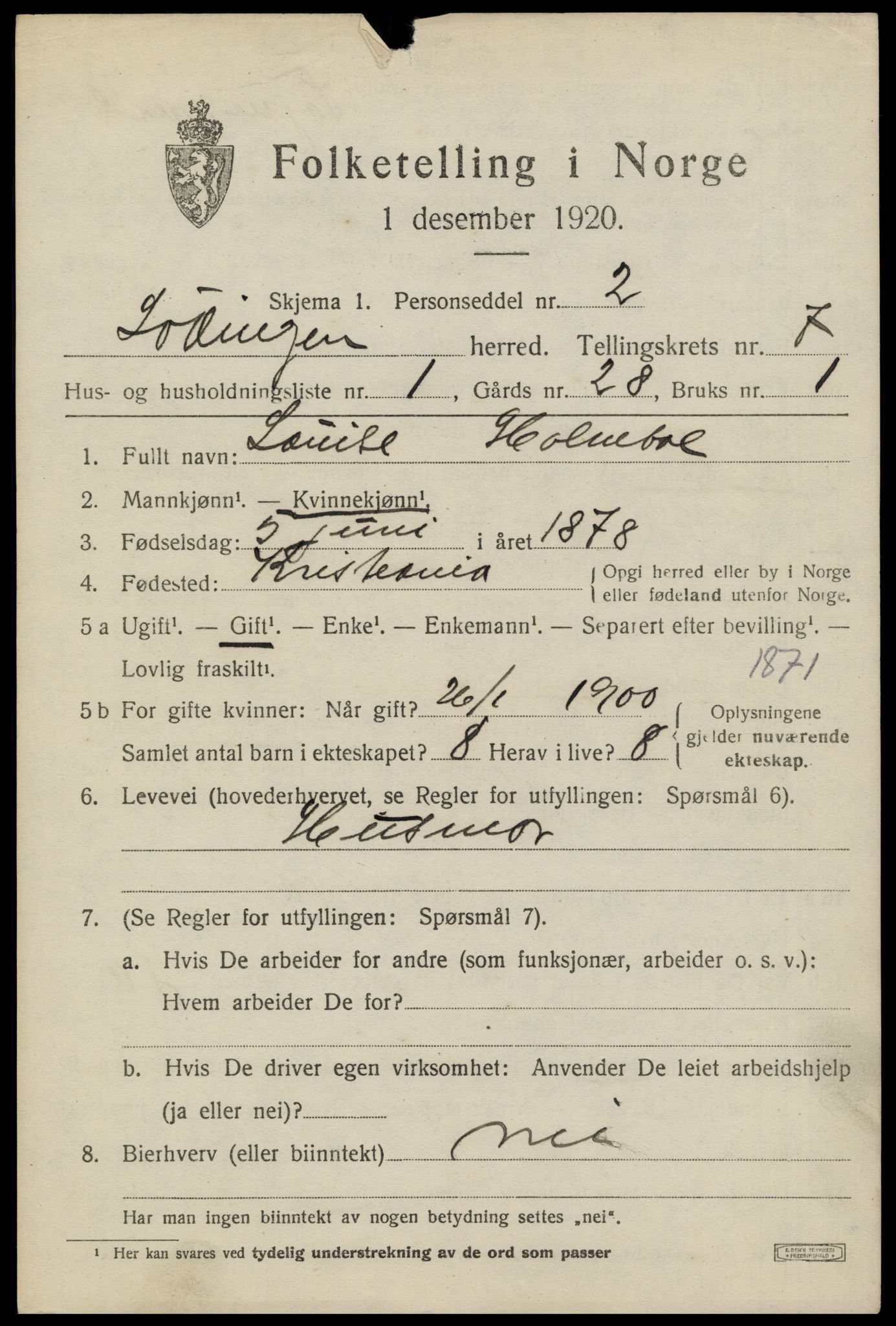 SAT, 1920 census for Lødingen, 1920, p. 4037