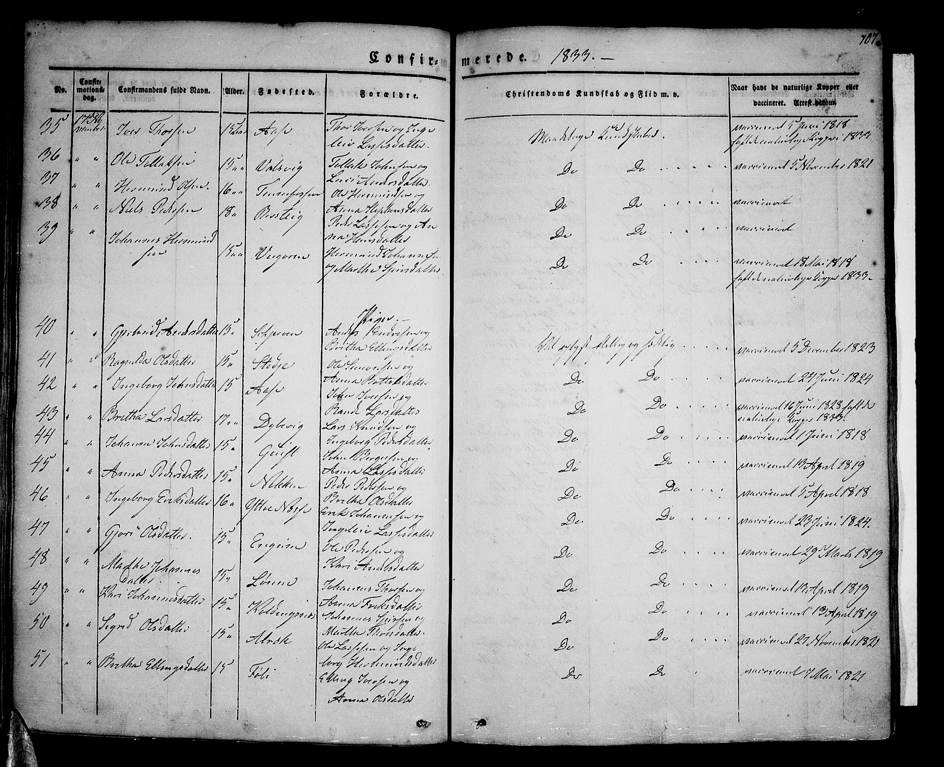Vik sokneprestembete, SAB/A-81501: Parish register (official) no. A 7, 1831-1845, p. 107