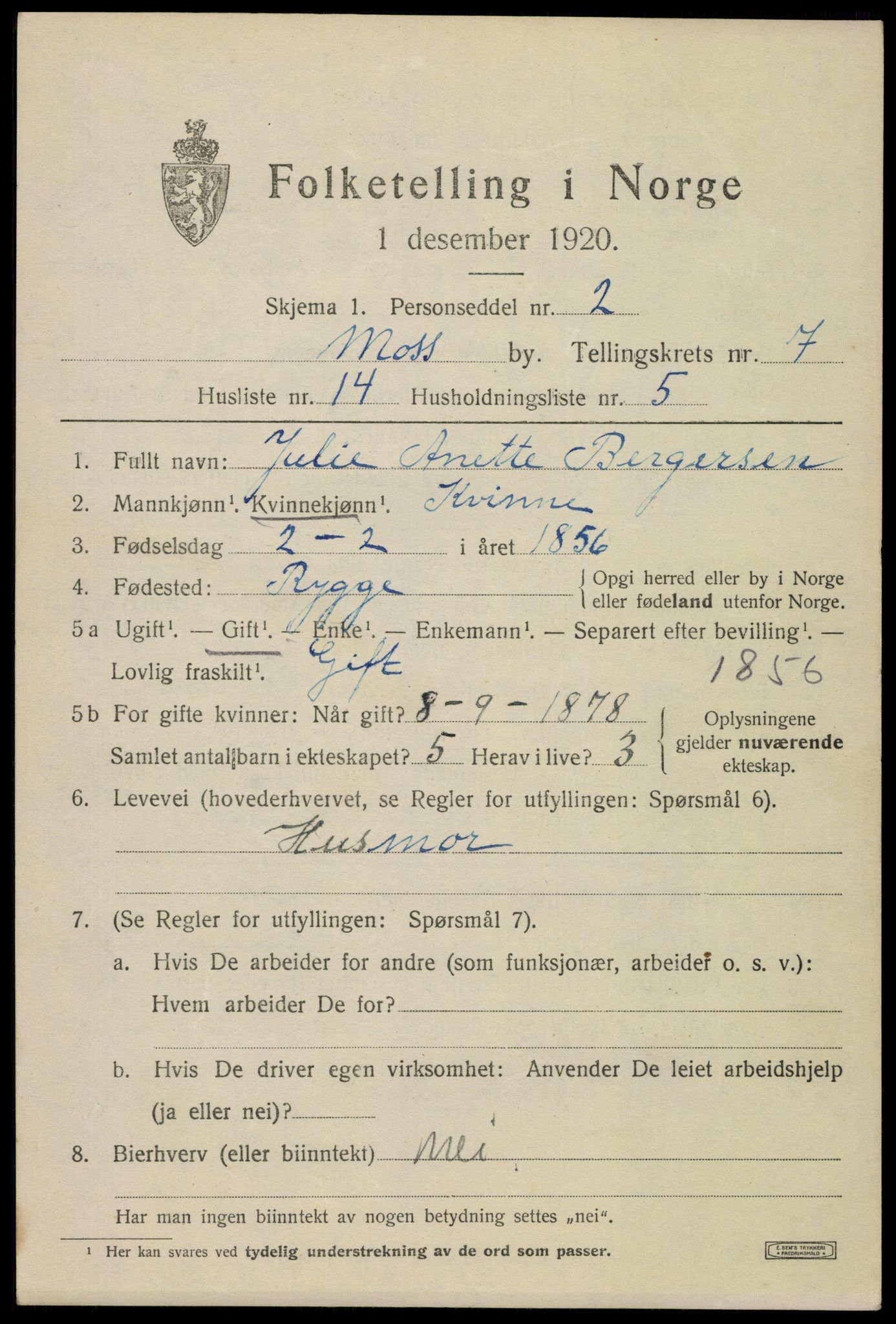 SAO, 1920 census for Moss, 1920, p. 19815