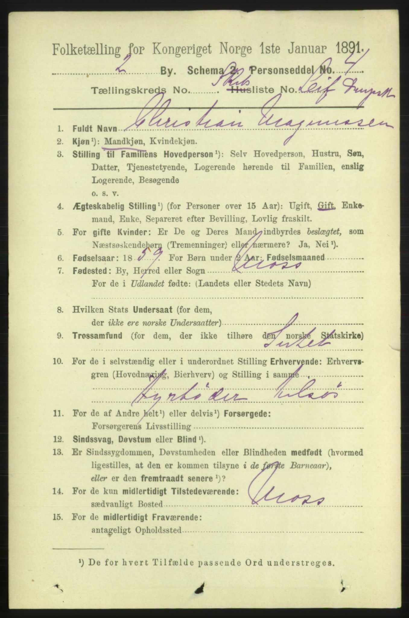 RA, 1891 census for 0102 Sarpsborg, 1891, p. 3683