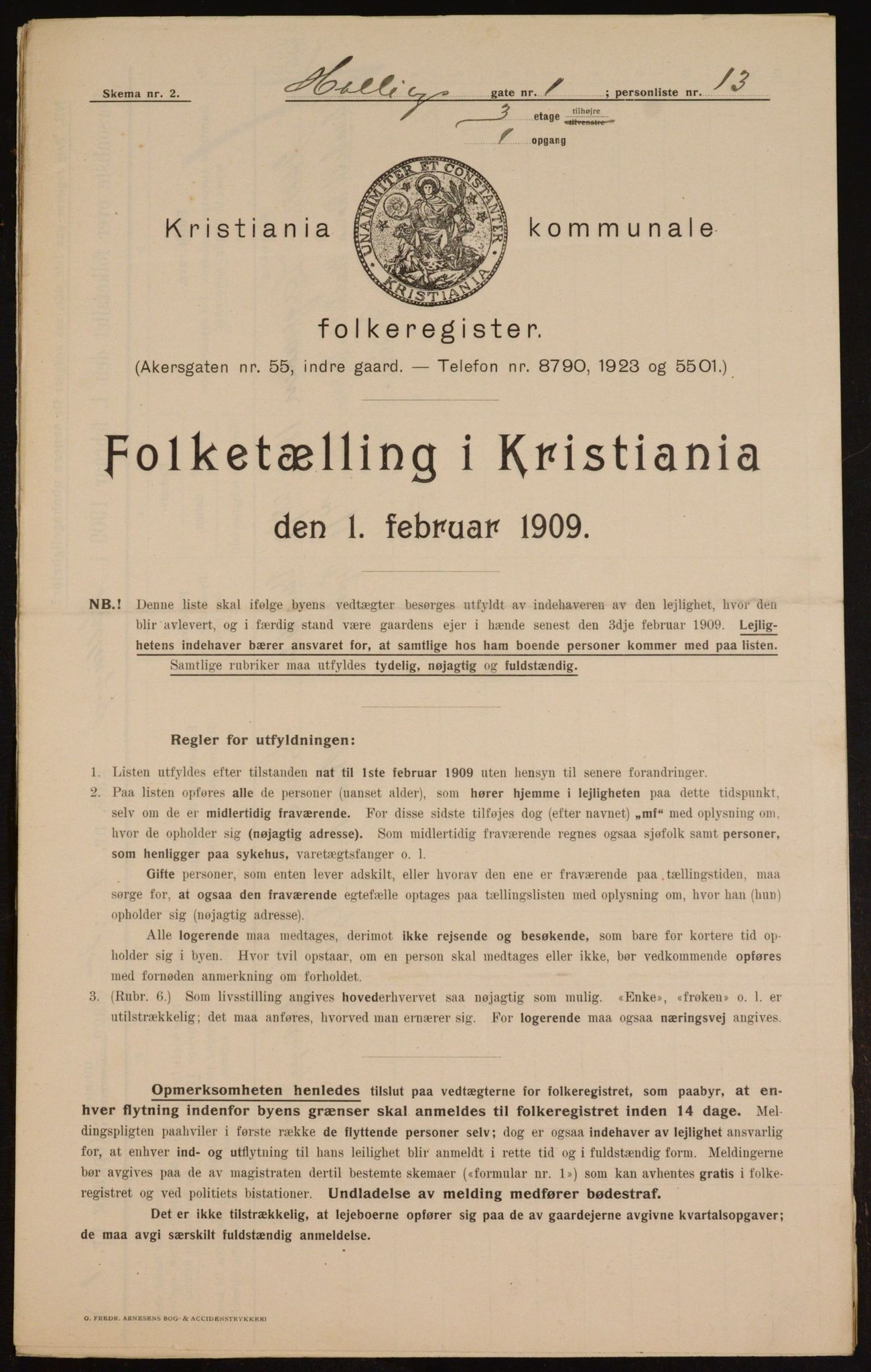 OBA, Municipal Census 1909 for Kristiania, 1909, p. 30917