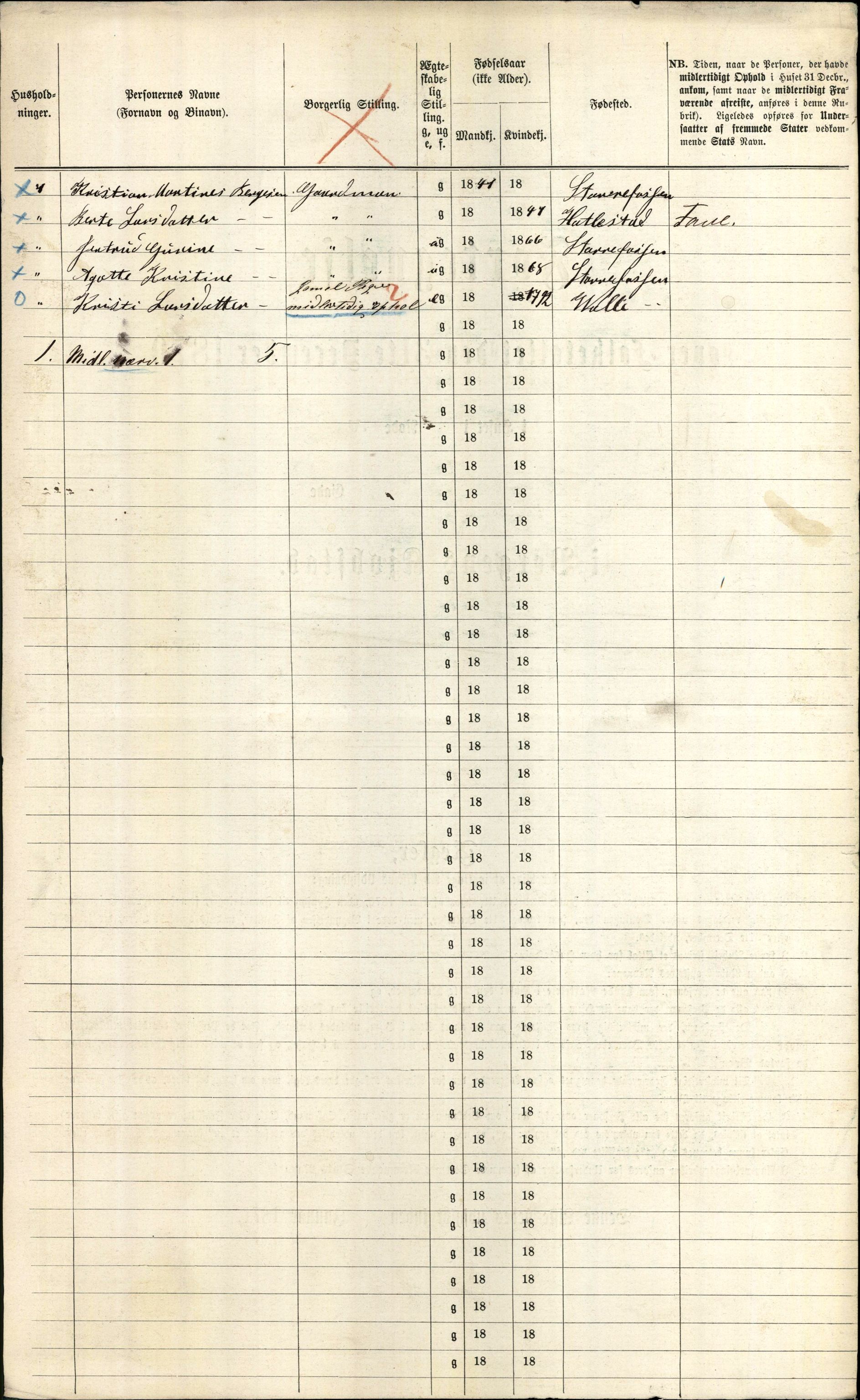 RA, 1870 census for 1301 Bergen, 1870