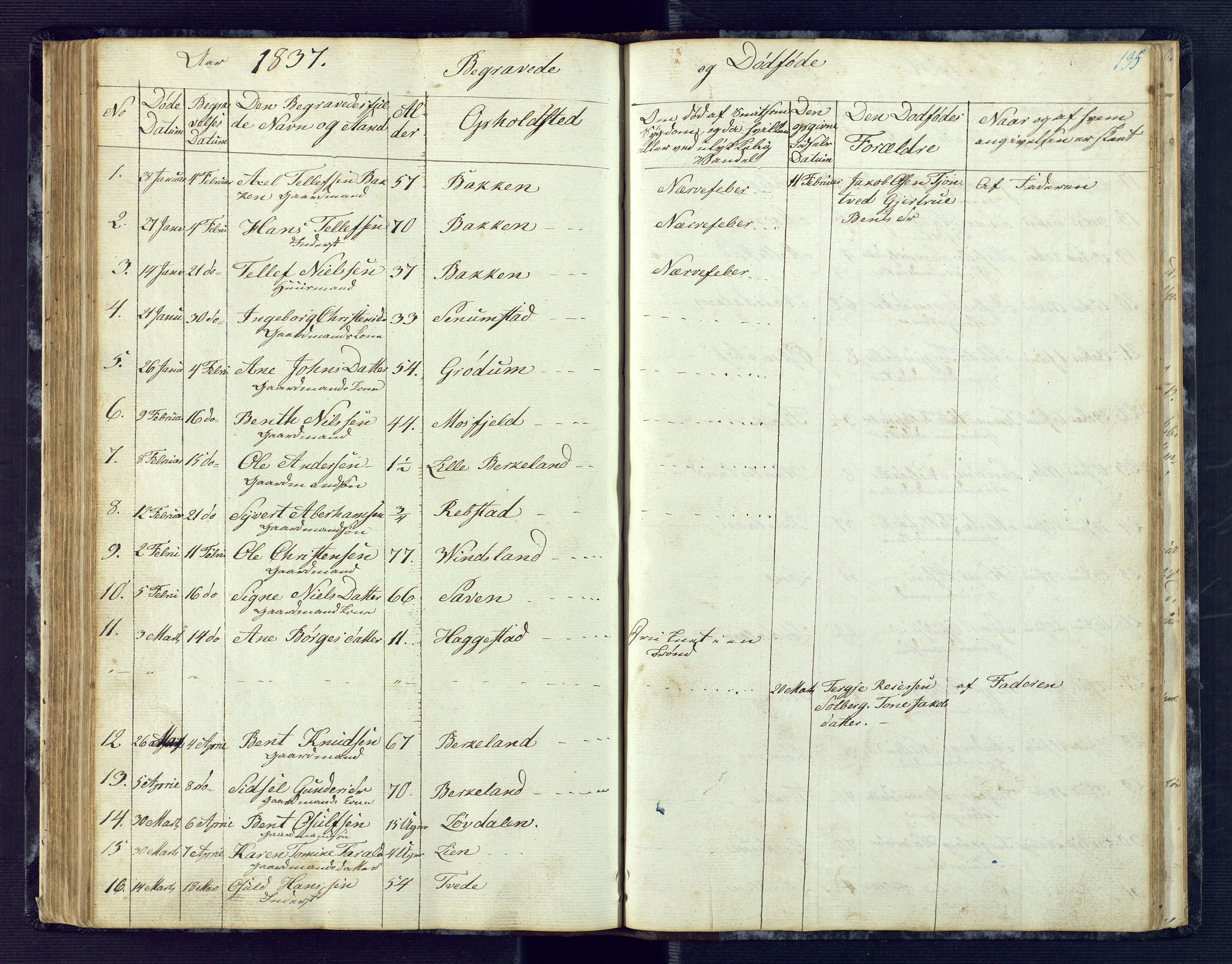 Birkenes sokneprestkontor, SAK/1111-0004/F/Fb/L0001: Parish register (copy) no. B 1, 1837-1856, p. 135