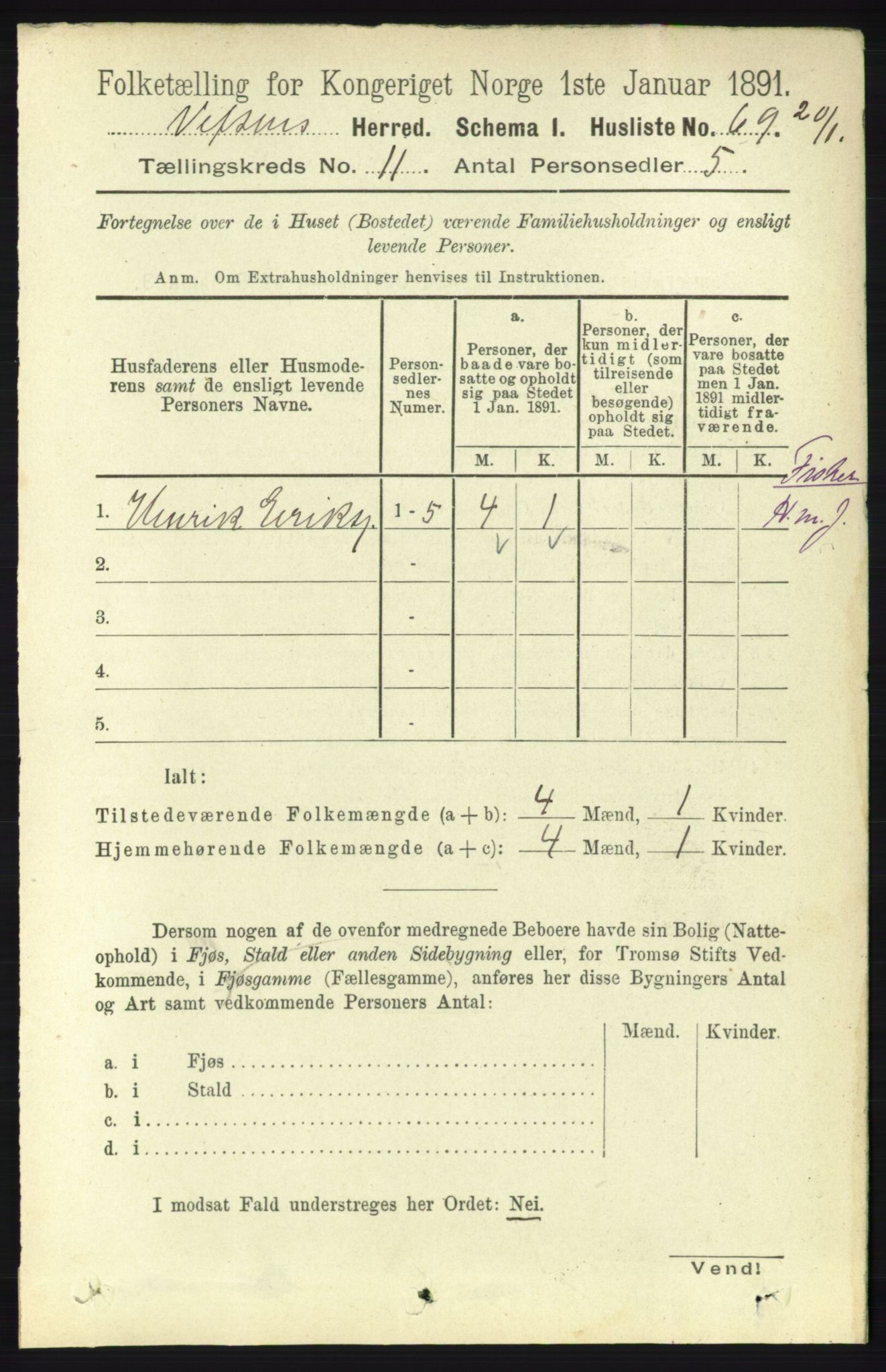 RA, 1891 census for 1824 Vefsn, 1891, p. 5661