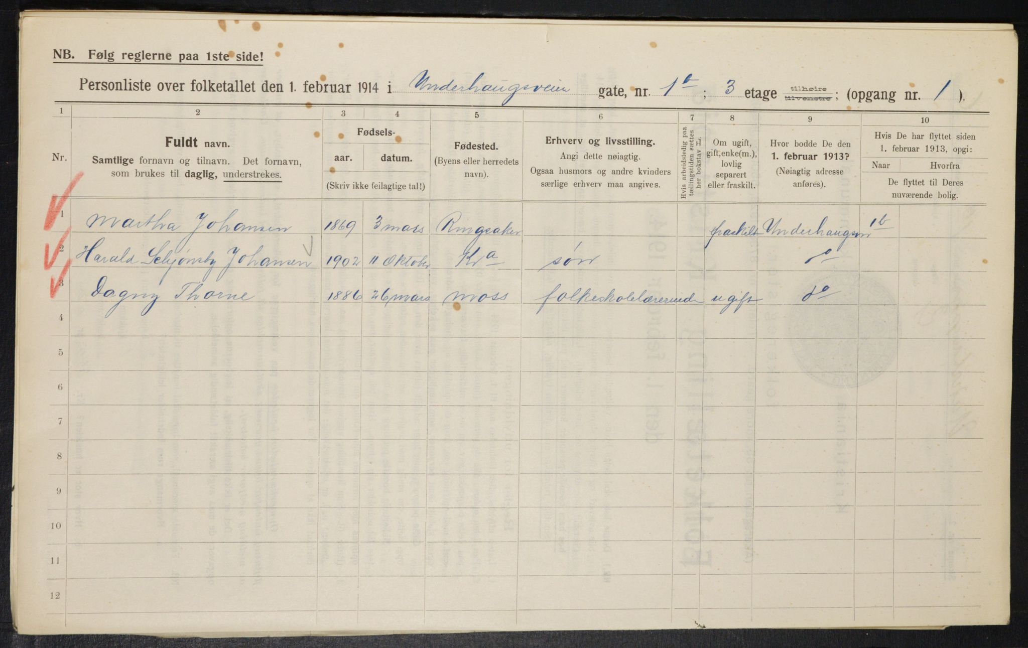 OBA, Municipal Census 1914 for Kristiania, 1914, p. 120798