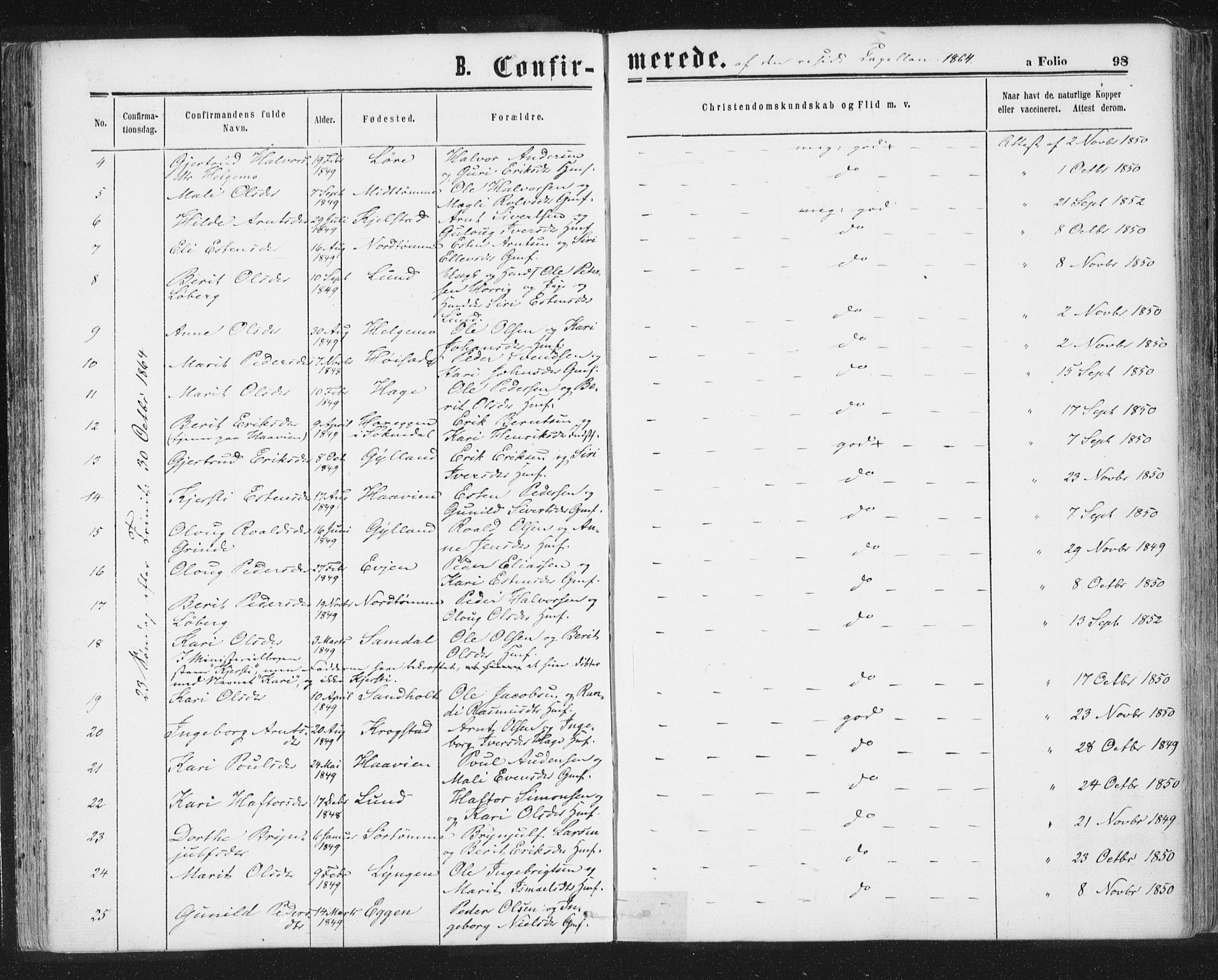 Ministerialprotokoller, klokkerbøker og fødselsregistre - Sør-Trøndelag, AV/SAT-A-1456/692/L1104: Parish register (official) no. 692A04, 1862-1878, p. 98