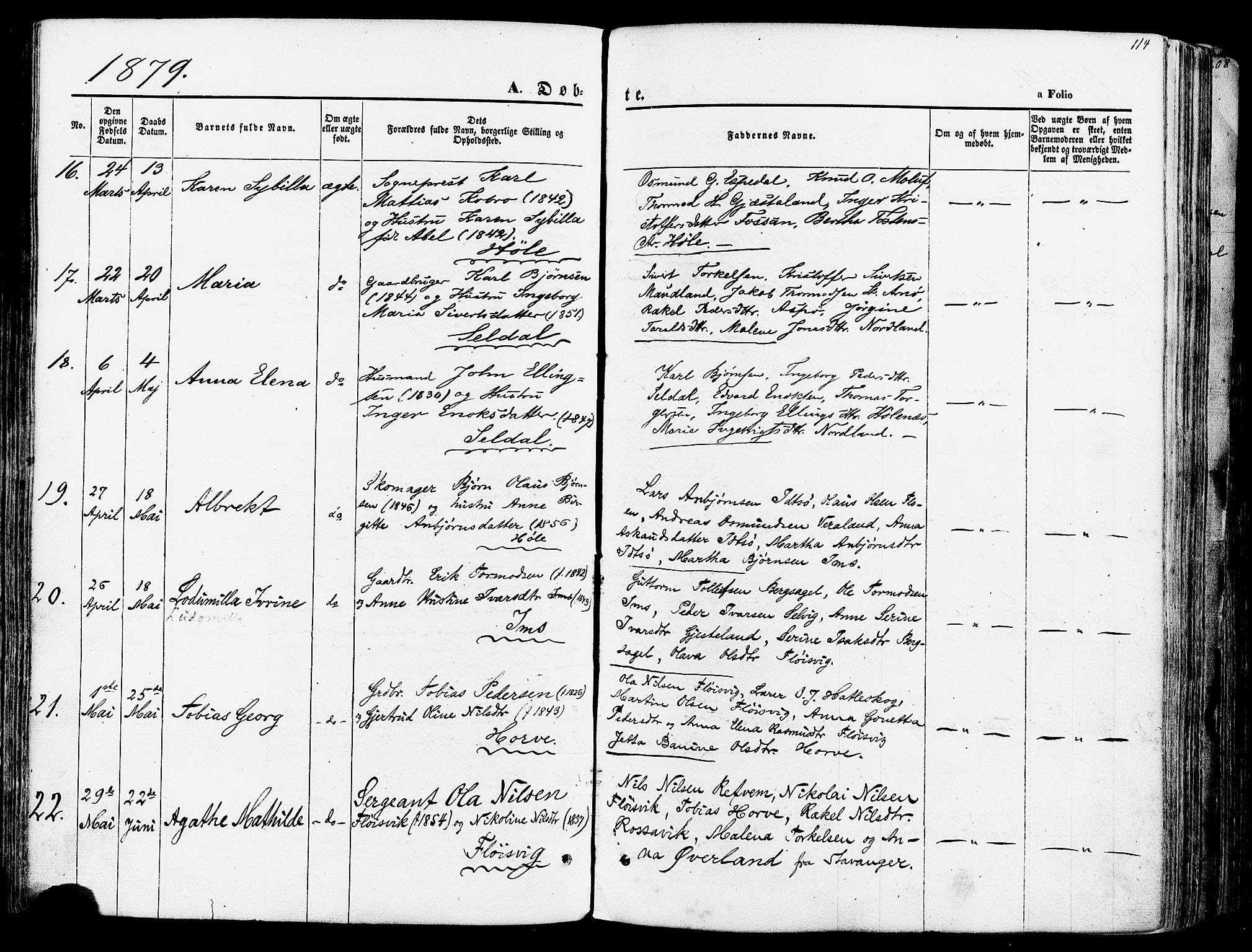 Høgsfjord sokneprestkontor, SAST/A-101624/H/Ha/Haa/L0002: Parish register (official) no. A 2, 1855-1885, p. 114