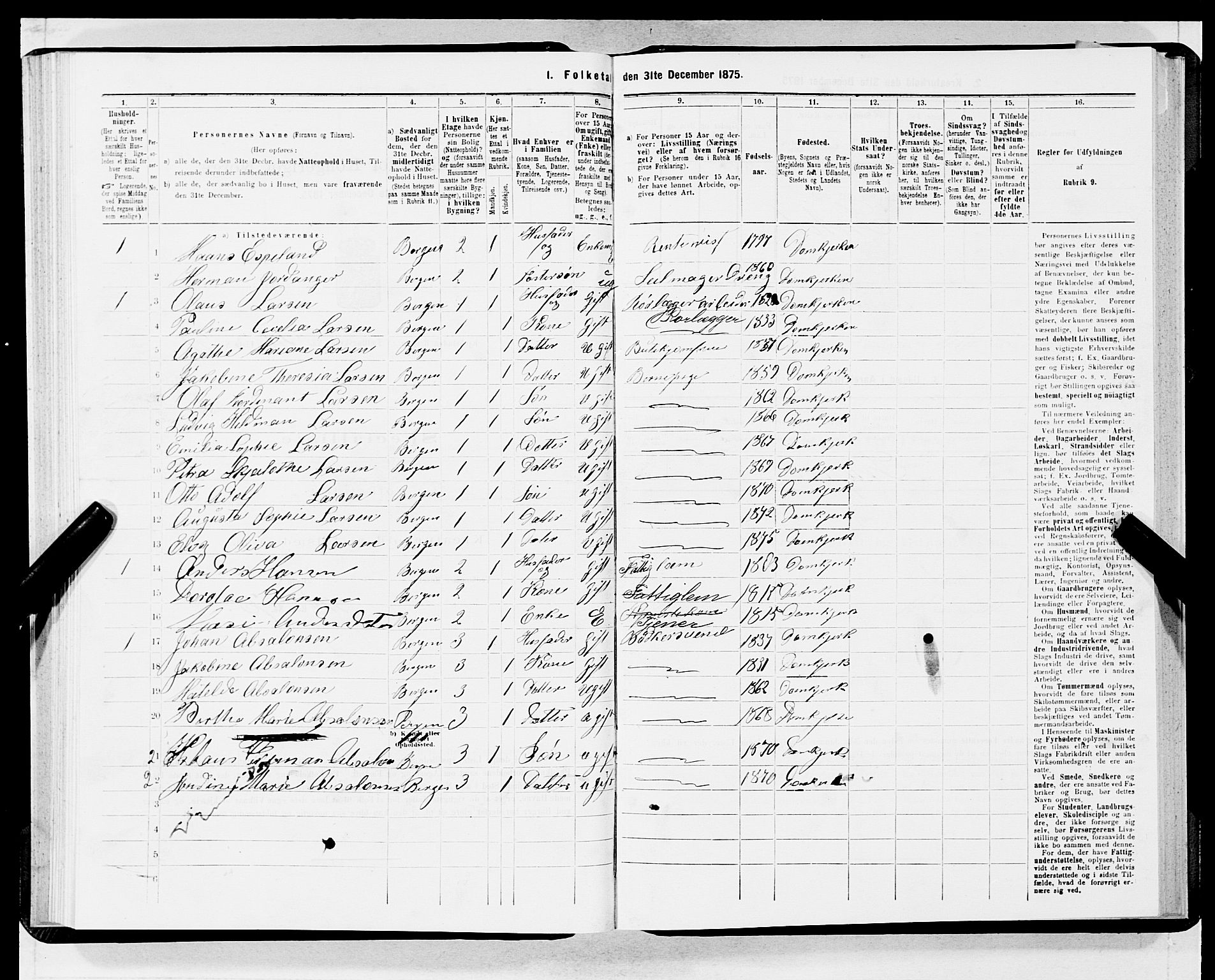 SAB, 1875 census for 1301 Bergen, 1875, p. 2426