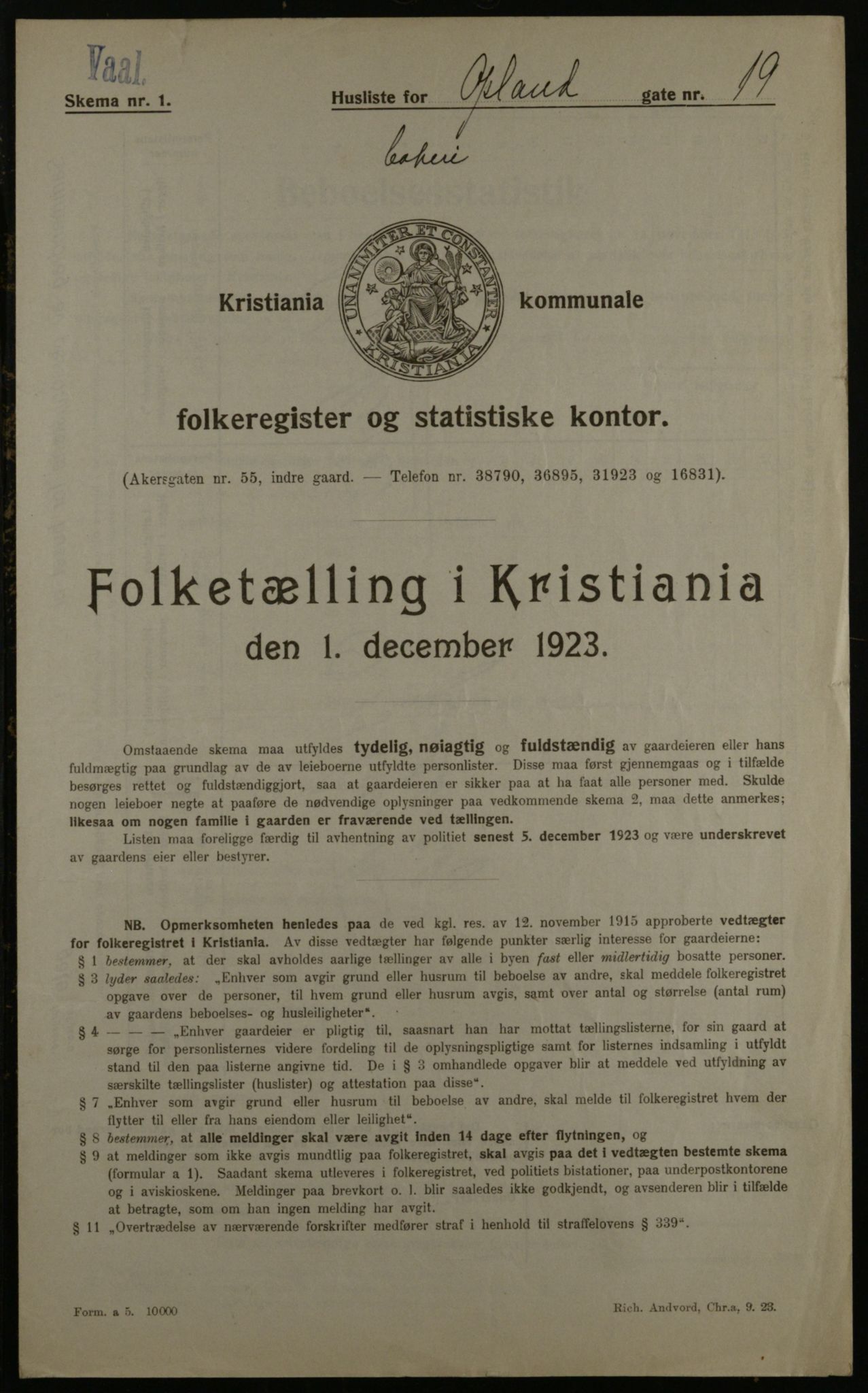 OBA, Municipal Census 1923 for Kristiania, 1923, p. 83836
