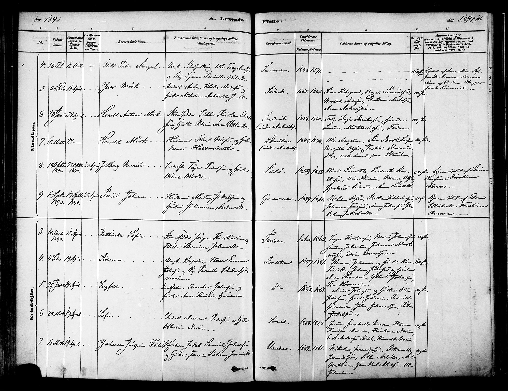 Ministerialprotokoller, klokkerbøker og fødselsregistre - Nordland, AV/SAT-A-1459/834/L0507: Parish register (official) no. 834A05, 1878-1892, p. 166