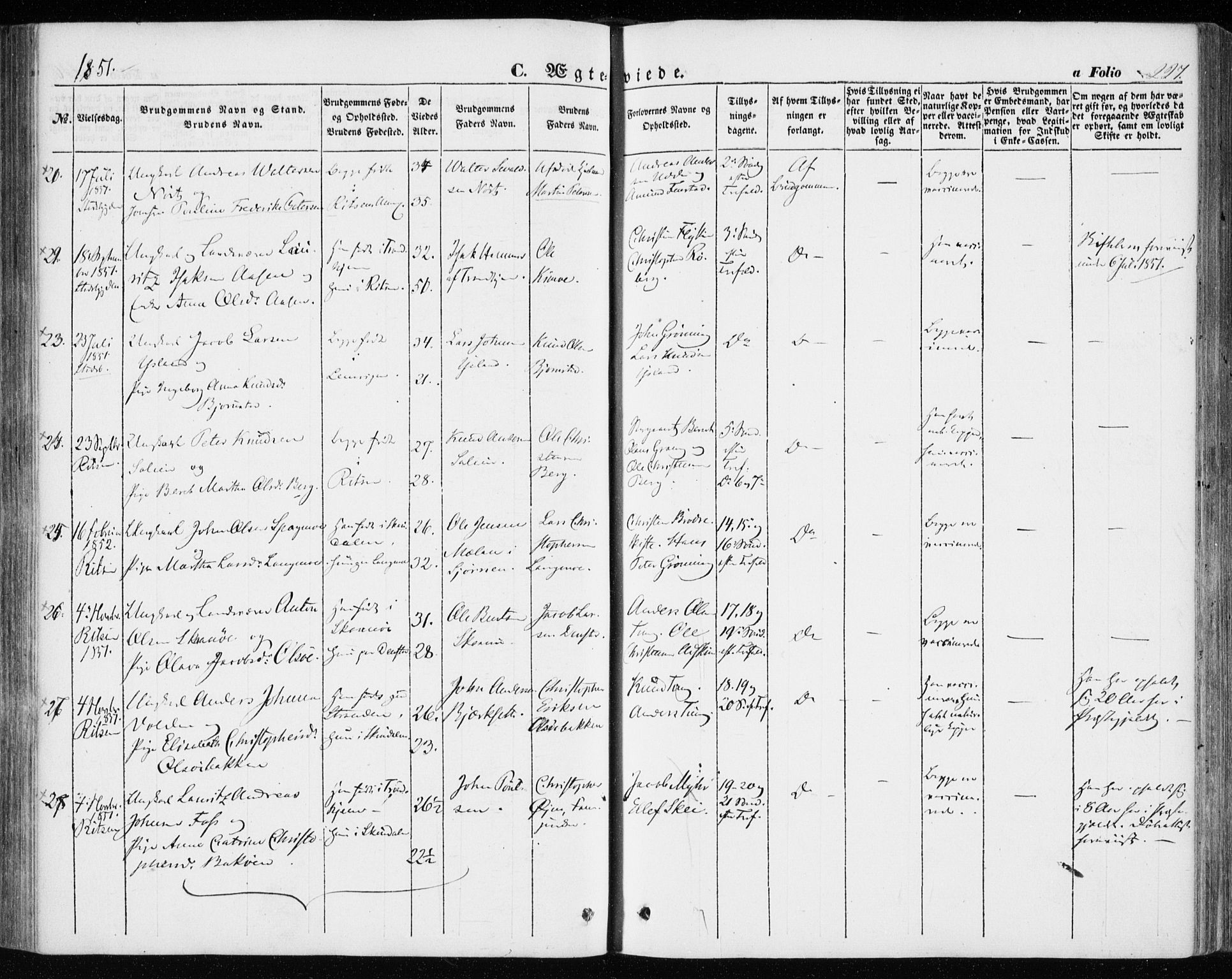 Ministerialprotokoller, klokkerbøker og fødselsregistre - Sør-Trøndelag, SAT/A-1456/646/L0611: Parish register (official) no. 646A09, 1848-1857, p. 227