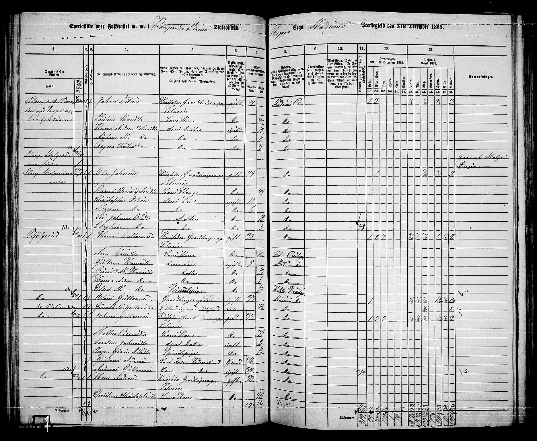 RA, 1865 census for Modum, 1865, p. 152