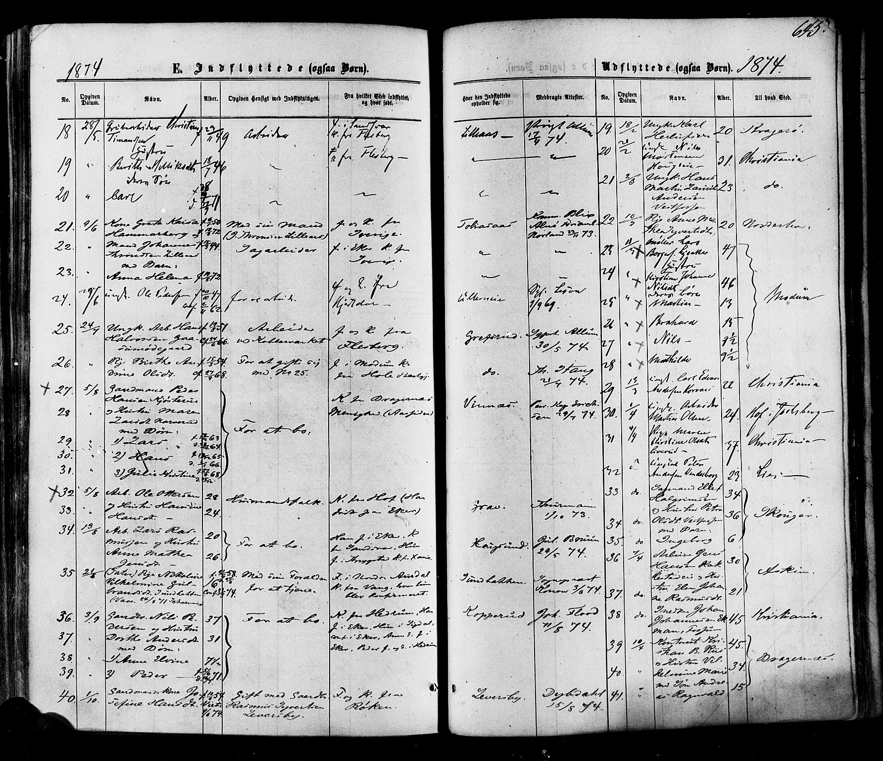 Eiker kirkebøker, AV/SAKO-A-4/F/Fa/L0017: Parish register (official) no. I 17, 1869-1877, p. 645