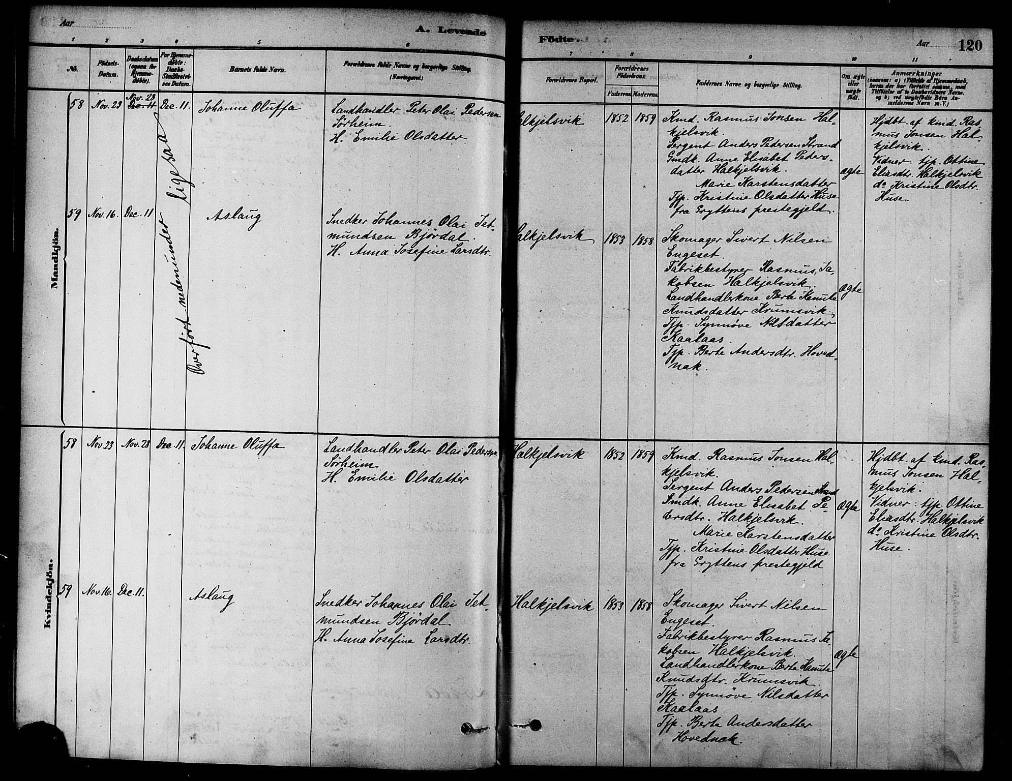 Ministerialprotokoller, klokkerbøker og fødselsregistre - Møre og Romsdal, AV/SAT-A-1454/511/L0141: Parish register (official) no. 511A08, 1878-1890, p. 120