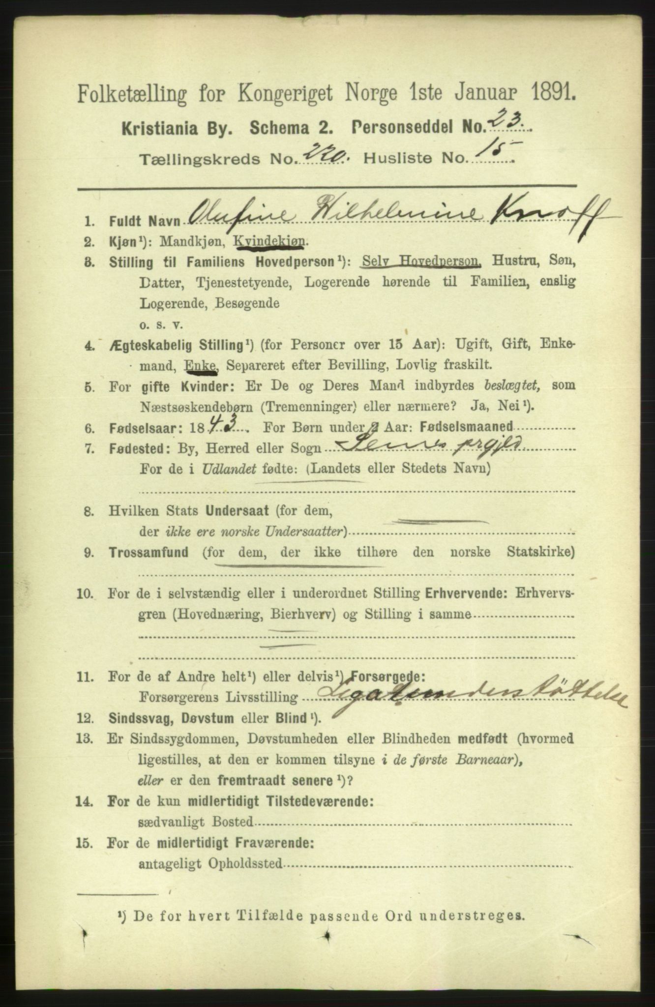 RA, 1891 census for 0301 Kristiania, 1891, p. 131421