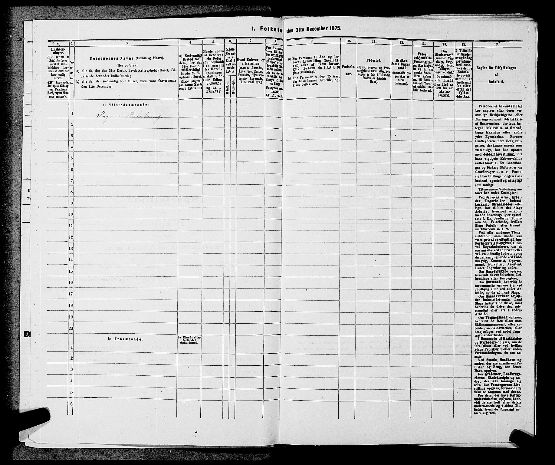 SAKO, 1875 census for 0631P Flesberg, 1875, p. 484