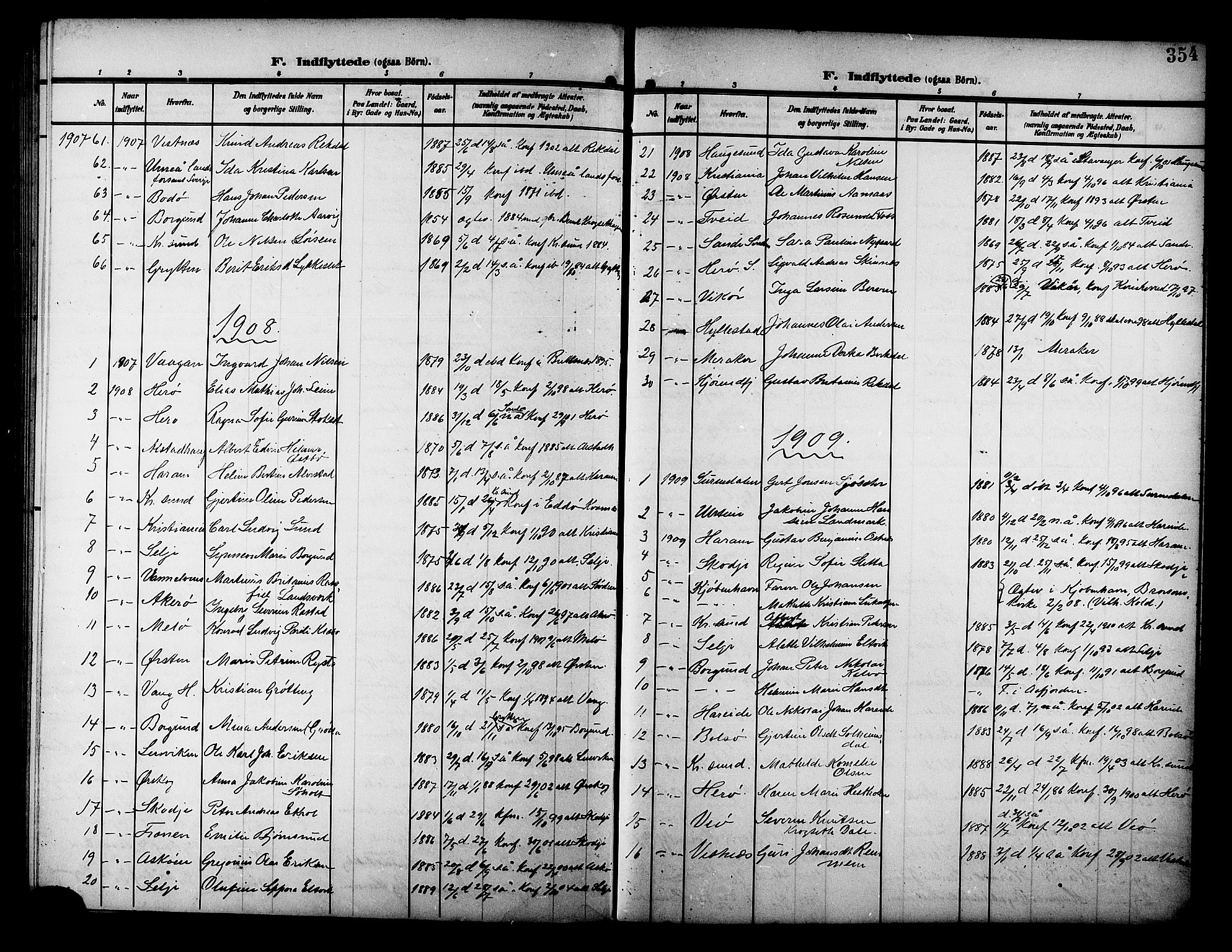 Ministerialprotokoller, klokkerbøker og fødselsregistre - Møre og Romsdal, SAT/A-1454/529/L0470: Parish register (copy) no. 529C07, 1907-1917, p. 354