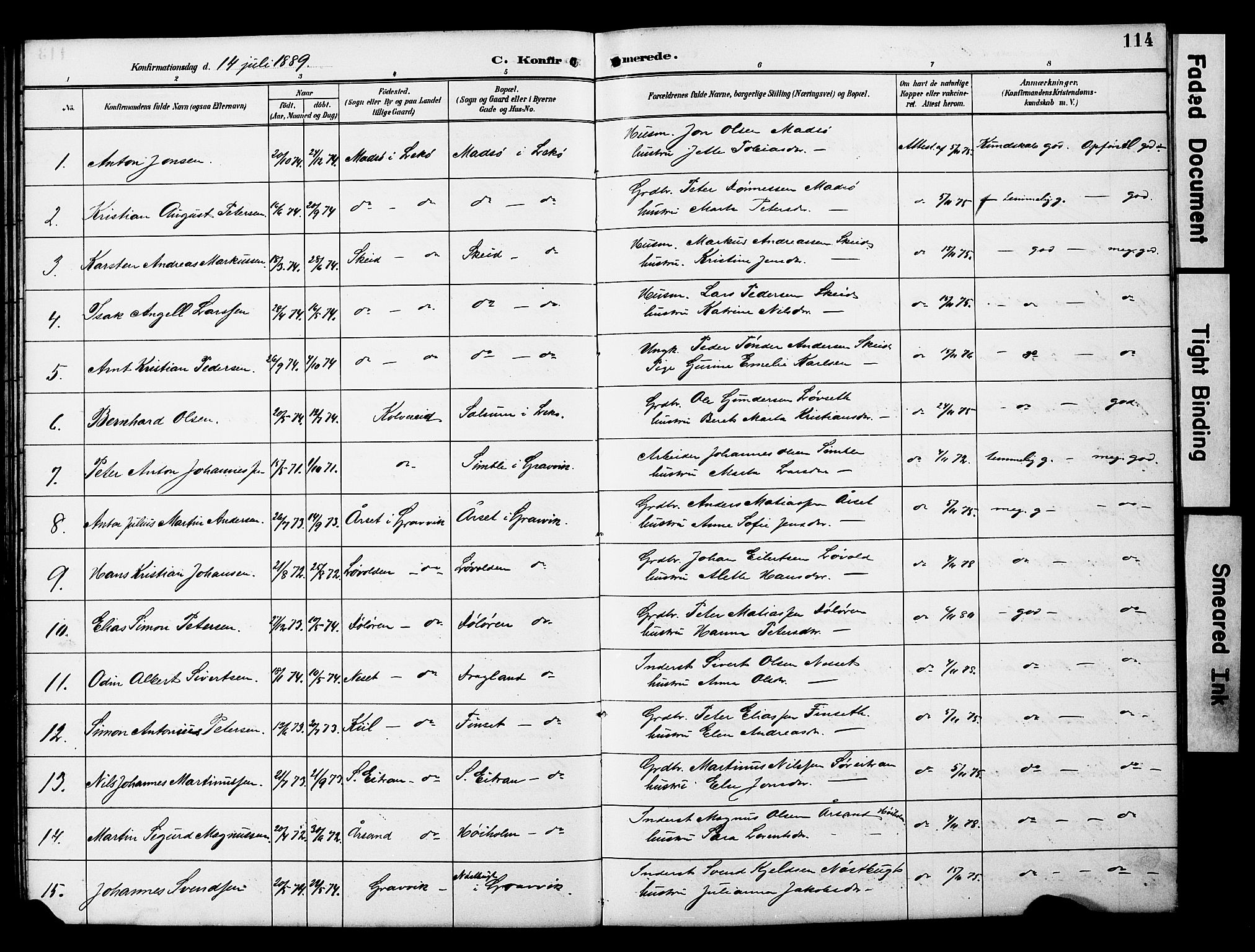 Ministerialprotokoller, klokkerbøker og fødselsregistre - Nord-Trøndelag, SAT/A-1458/788/L0701: Parish register (copy) no. 788C01, 1888-1913, p. 114