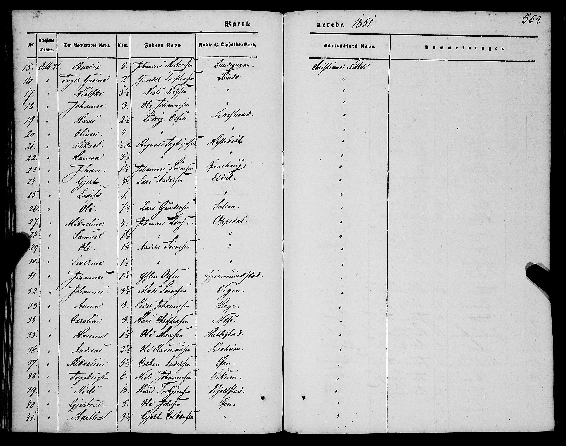 Gaular sokneprestembete, AV/SAB-A-80001/H/Haa: Parish register (official) no. A 4II, 1841-1859, p. 564