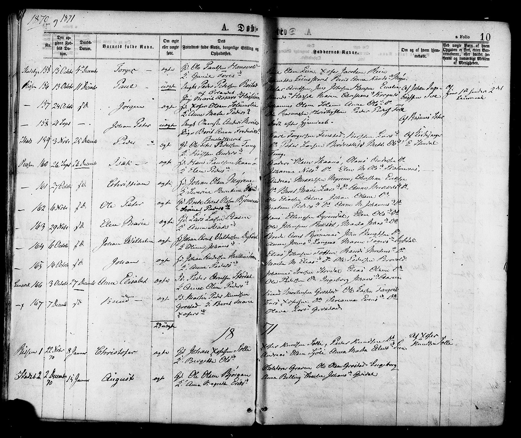 Ministerialprotokoller, klokkerbøker og fødselsregistre - Sør-Trøndelag, AV/SAT-A-1456/646/L0613: Parish register (official) no. 646A11, 1870-1884, p. 10