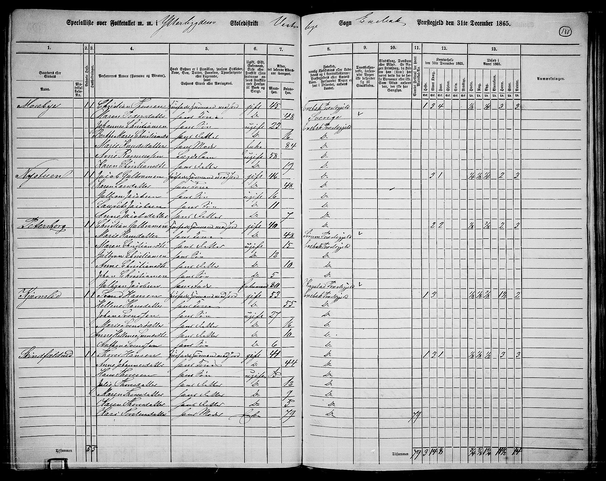 RA, 1865 census for Enebakk, 1865, p. 117