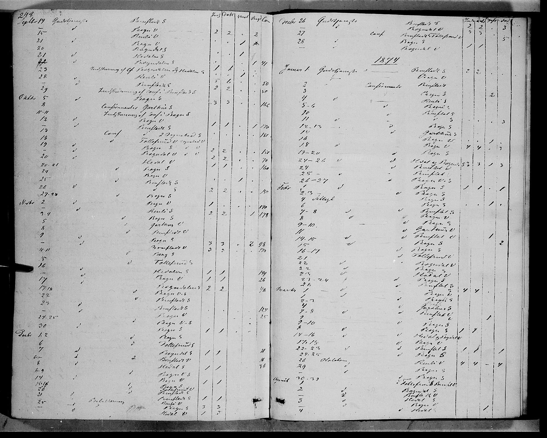 Sør-Aurdal prestekontor, SAH/PREST-128/H/Ha/Haa/L0007: Parish register (official) no. 7, 1849-1876, p. 248
