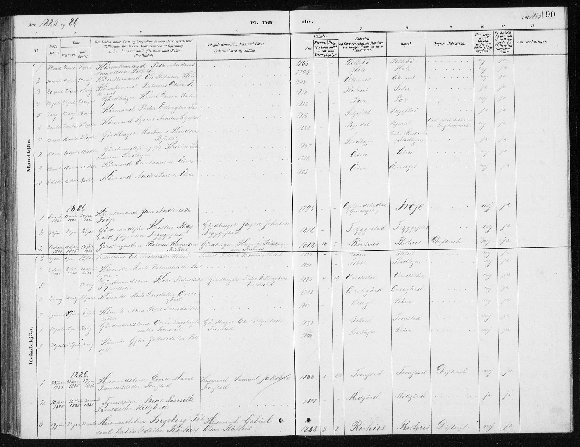 Ministerialprotokoller, klokkerbøker og fødselsregistre - Møre og Romsdal, SAT/A-1454/517/L0230: Parish register (copy) no. 517C03, 1879-1912, p. 190