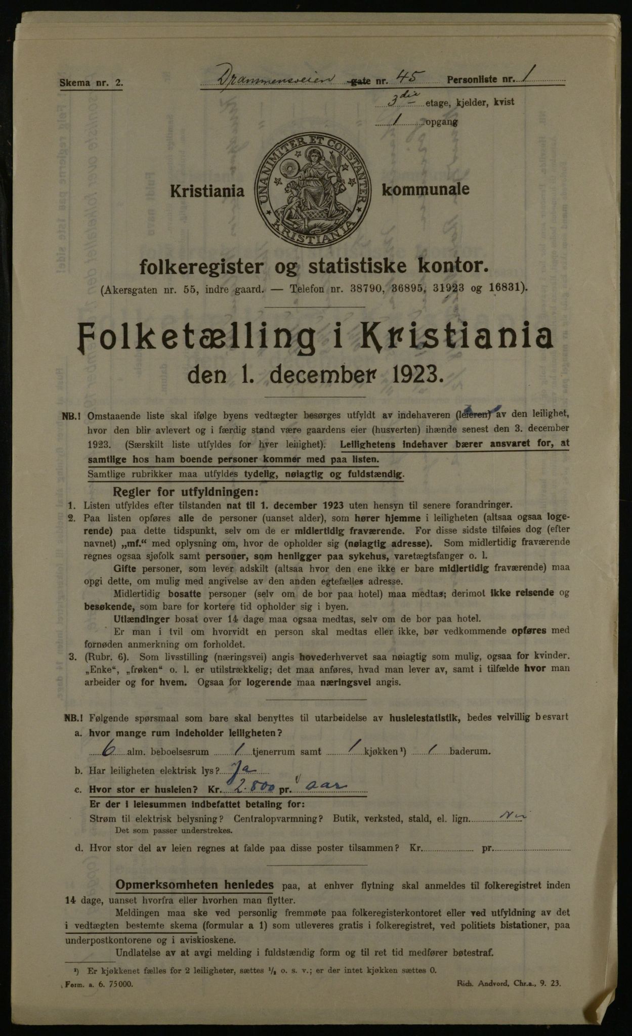 OBA, Municipal Census 1923 for Kristiania, 1923, p. 18553