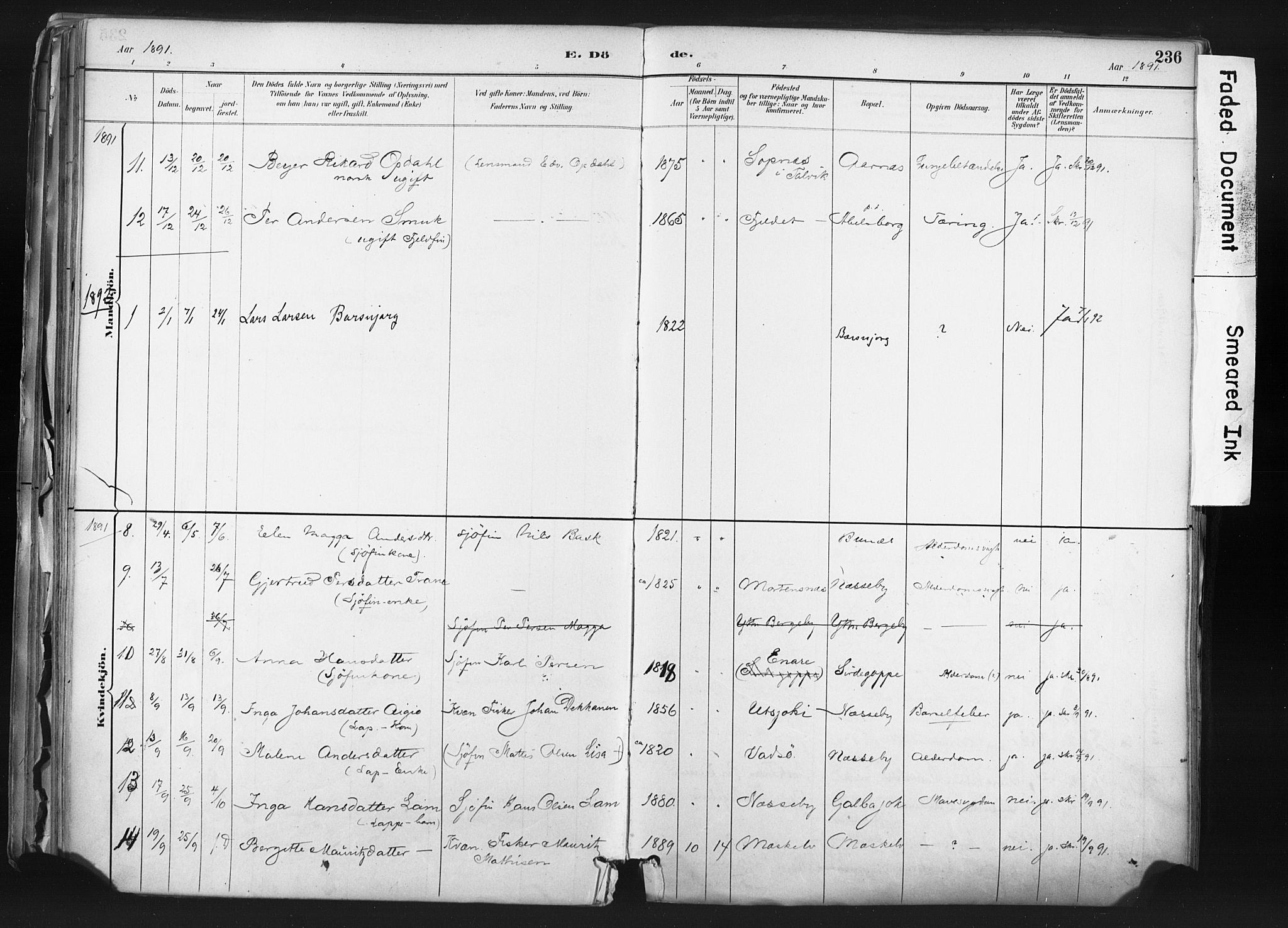 Nesseby sokneprestkontor, SATØ/S-1330/H/Ha/L0006kirke: Parish register (official) no. 6, 1885-1985, p. 236