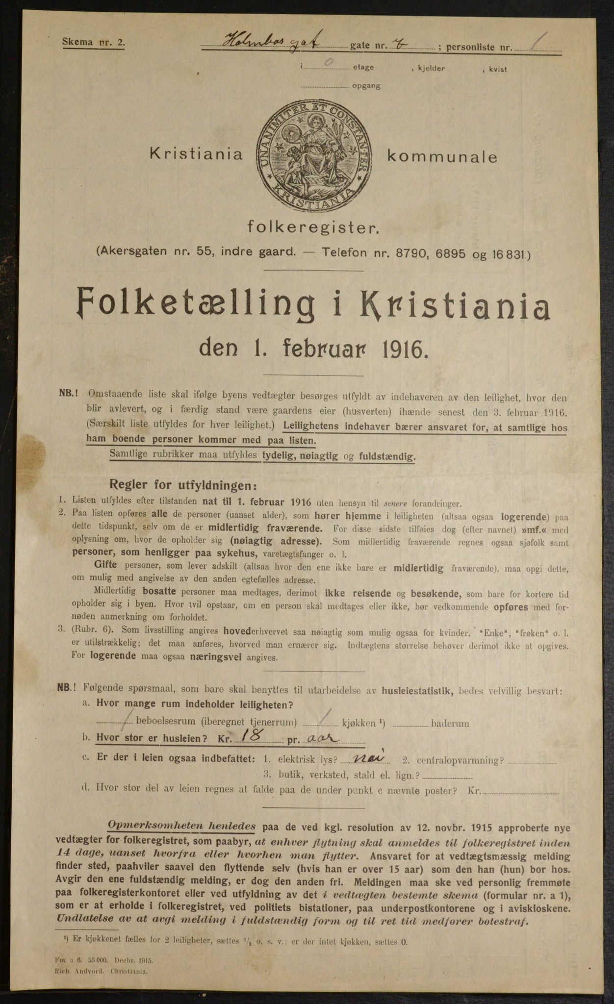 OBA, Municipal Census 1916 for Kristiania, 1916, p. 41479