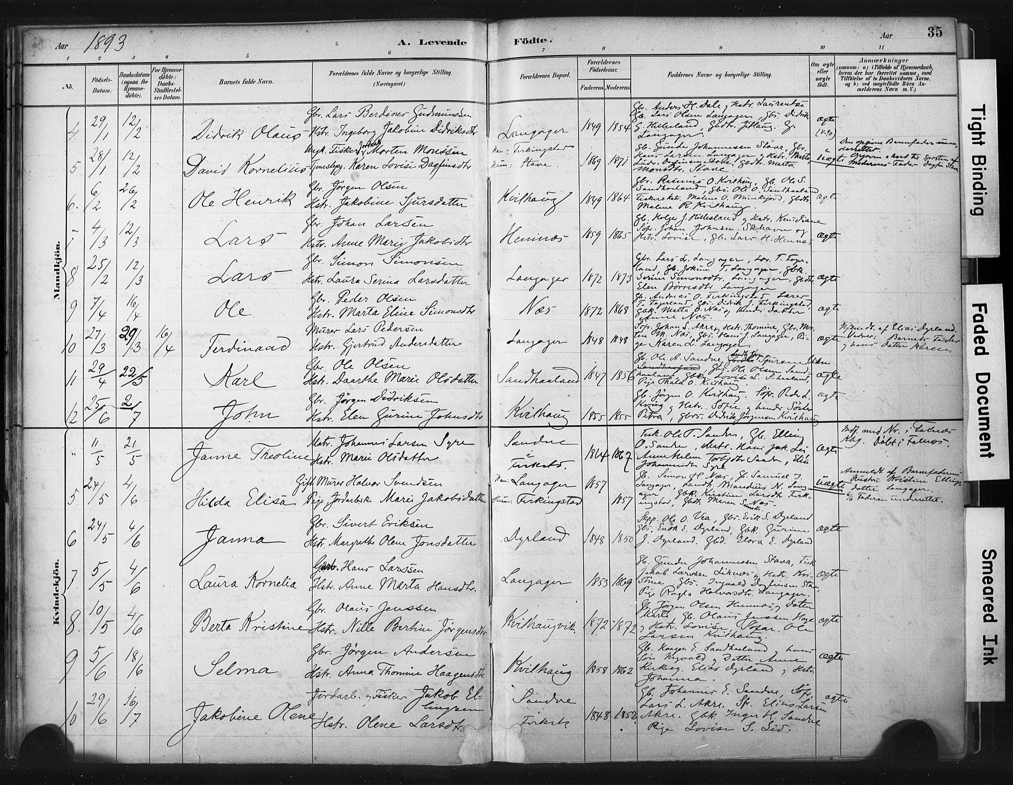 Skudenes sokneprestkontor, AV/SAST-A -101849/H/Ha/Haa/L0010: Parish register (official) no. A 7, 1882-1912, p. 35