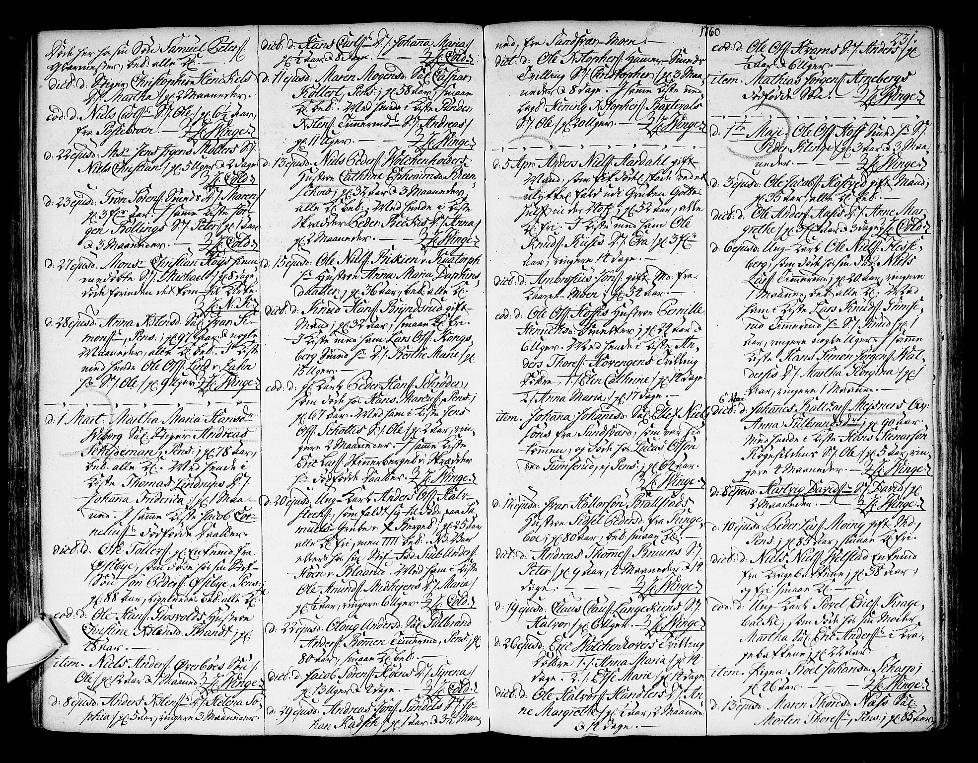 Kongsberg kirkebøker, AV/SAKO-A-22/F/Fa/L0004: Parish register (official) no. I 4, 1756-1768, p. 231