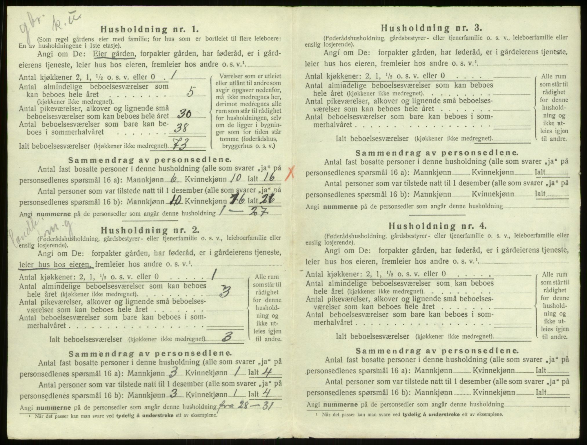 SAB, 1920 census for Aurland, 1920, p. 404